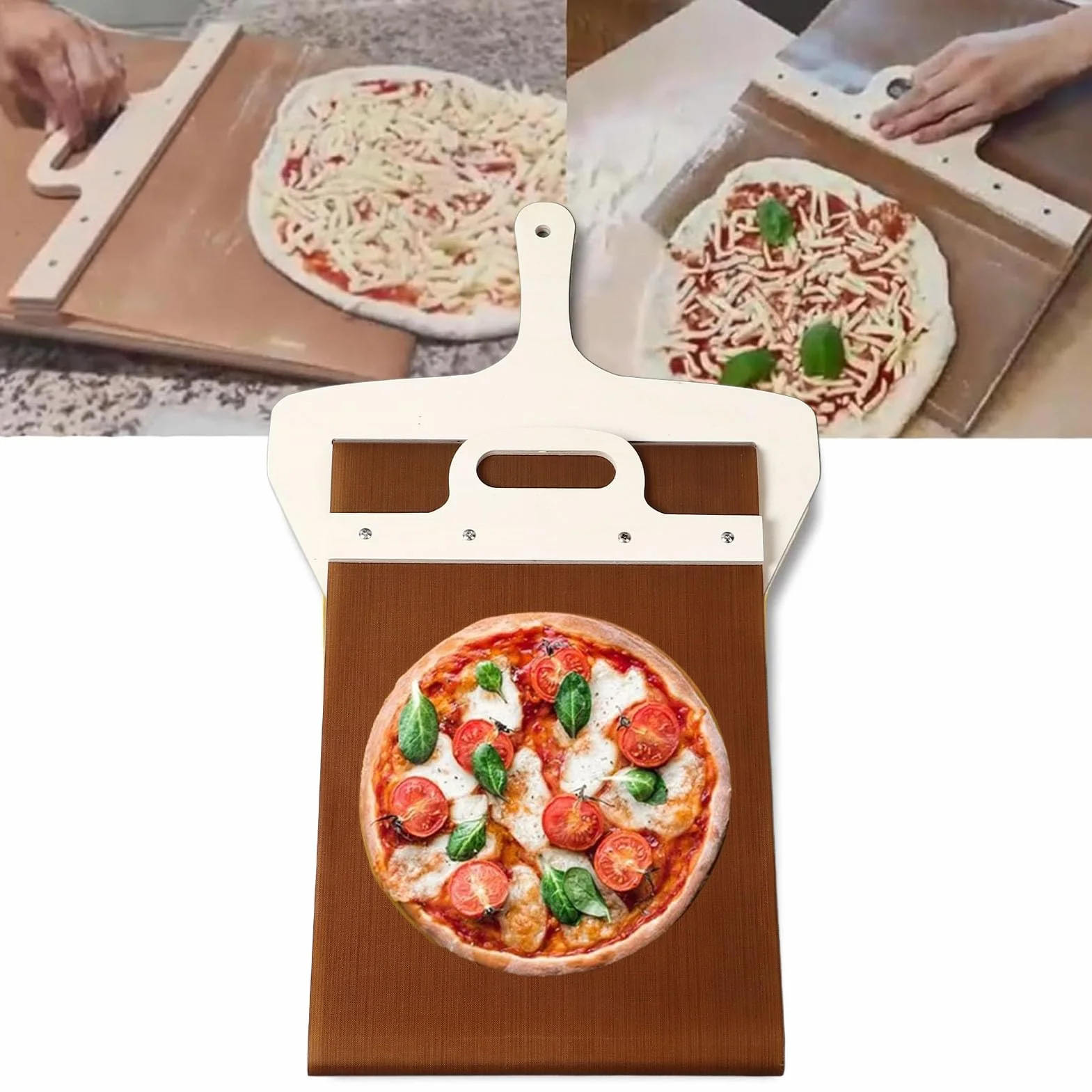 Pala per Pizza Scorrevole, Cursore per Pala per Pizza per Trasferimenti Torta di Pizza, Pala per Pizza Antiaderente Leggera con Manico, per Cuocere la Pizza Fatta in Casa in