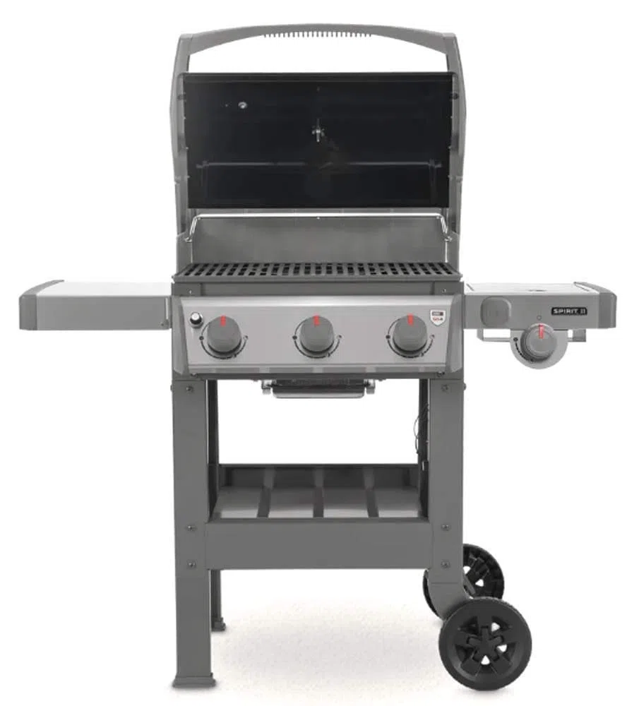 Weber Spirit II E-320 GBS Barbecue a Gas, 3 Bruciatori + Fornello Laterale, Griglia di Cottura 60 x 46 cm, Termometro sul Coperchio, Ripiano Laterale Sinistro Ripiegabile, Nero/Grigio (45012129)