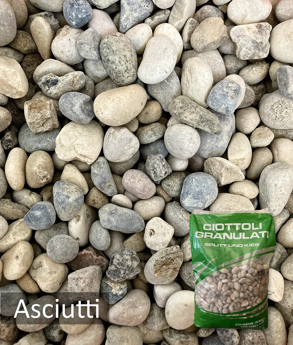 Sassi Ciottoli Fiume Naturali Decorativi per Esterno Granulometria 15-25mm Sacco da 25kg