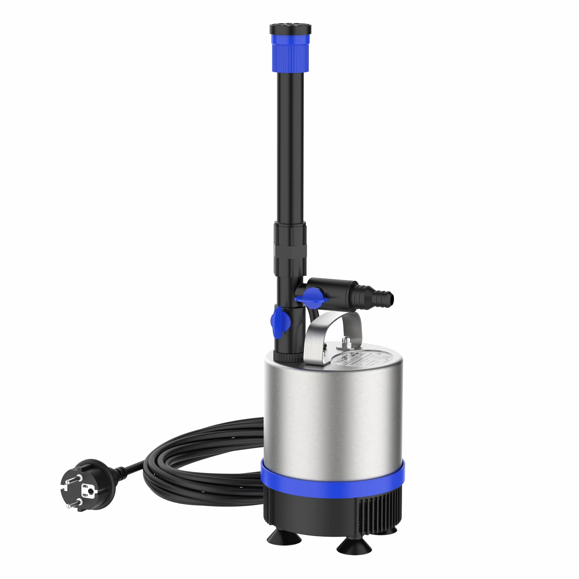 Wiltec Pompa per fontane in acciaio inox da 50 Watt 1.750 l/h Con 3 accessori per giochi d'acqua