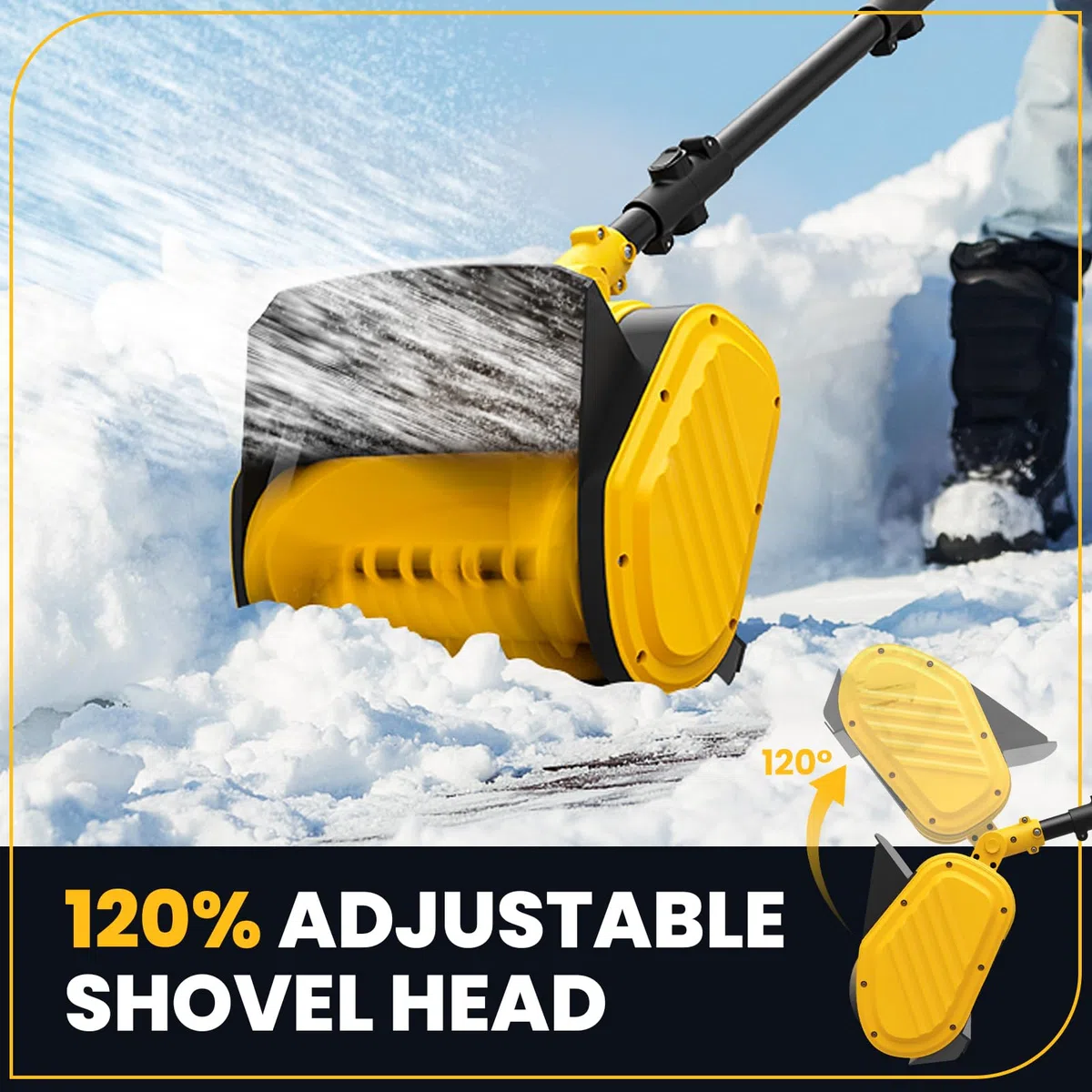Fresa Spazzaneve A Batteria - Fresa Neve Spazzaneve Elettrico con Motore Brushless 21 V, 2400 Giri/Min, Larghezza di Lavoro 28 cm, Profondità Massima Della Neve 15 cm (Giallo)