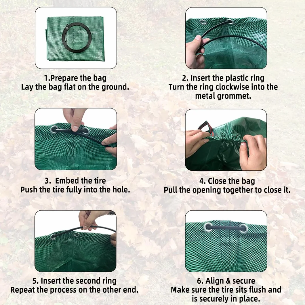Sacchi da giardinaggio con coperchio 2x 200L – Raccogli foglie da giardino, sacchi per rifiuti pieghevoli con maniglie, impermeabili, in polipropilene, robusti, antistrappo e riutilizzabili