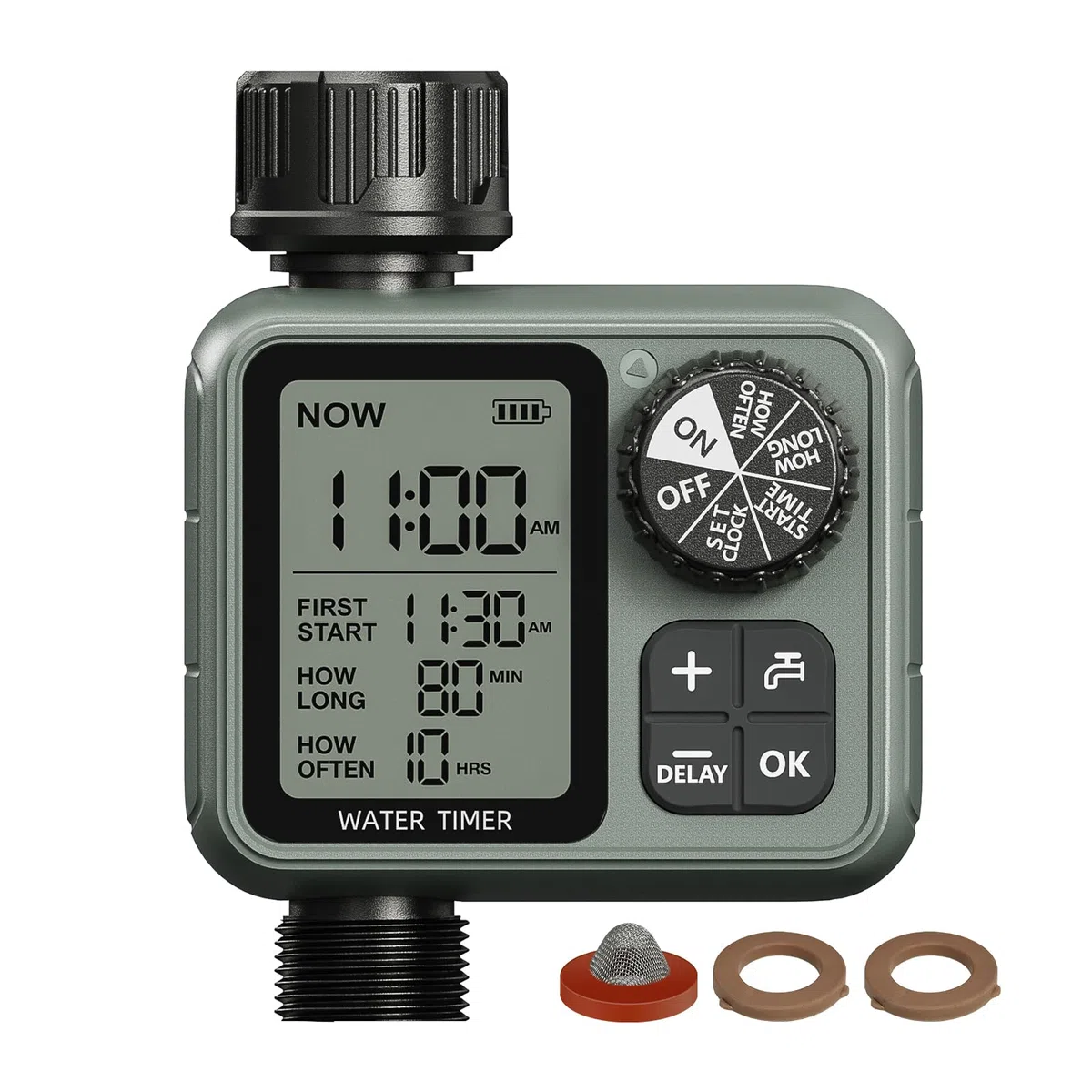 Timer dell'acqua per tubo da giardino esterno con timer per irrigazione a goccia con ritardo della pioggia/modalità manuale, sistema di controllo automatico per irrigazione a goccia per irrigazione da