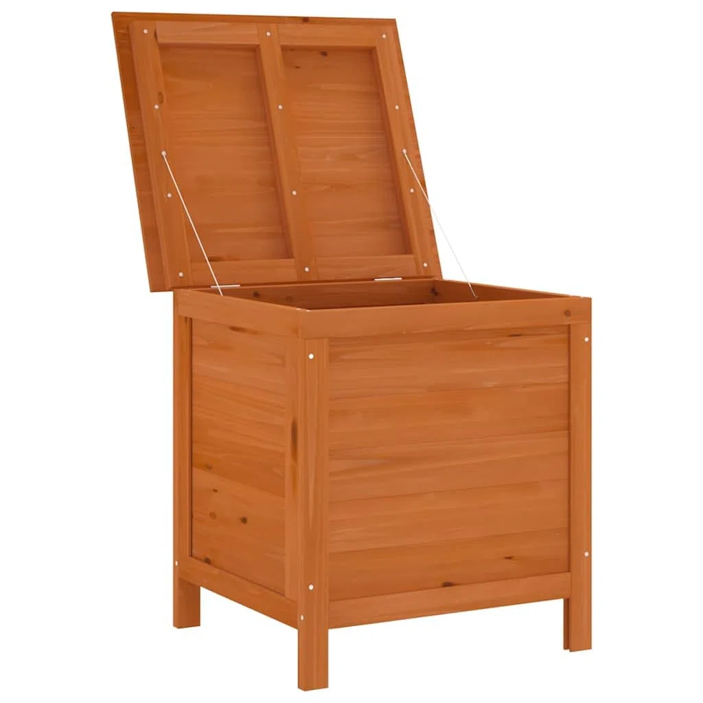 Scatola di immagazzinaggio da giardino marrone, 50 x 49 x 56,5 cm, in legno massello, con albero di stoccaggio, scatola per cuscini per esterni interni, giardino, balcone o terrazza