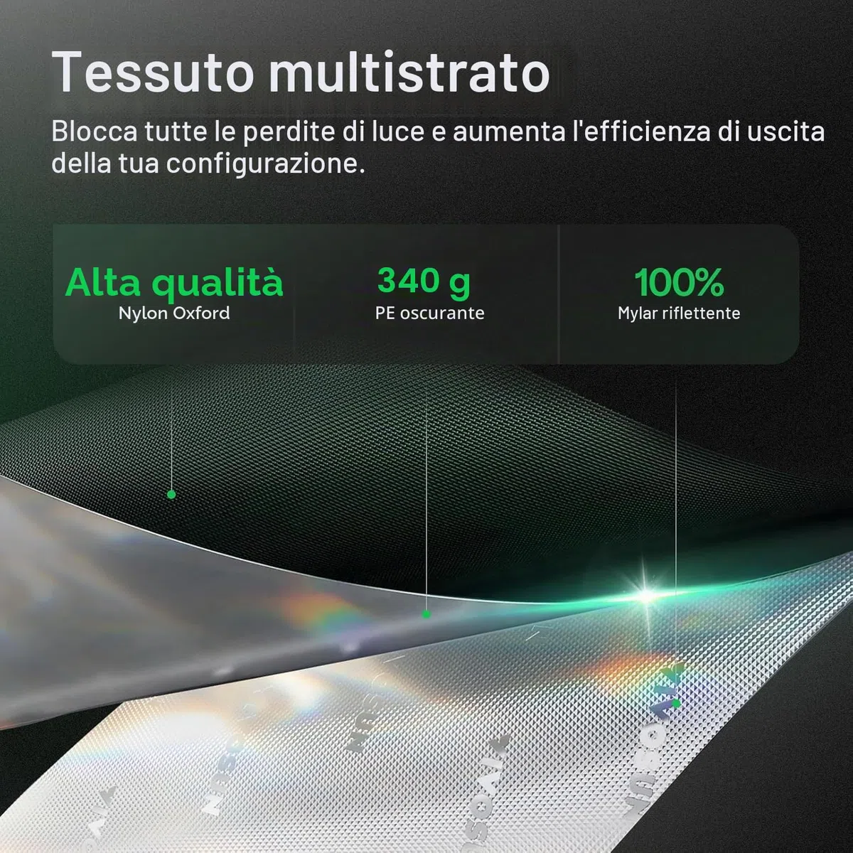 VIVOSUN Piccola Tenda daColtivazione per Aerogarden,Sistema di Coltivazione Idroponica, 50x36x54cm, Altamente Riflettente, in mylar, con finestra di Ventilazione