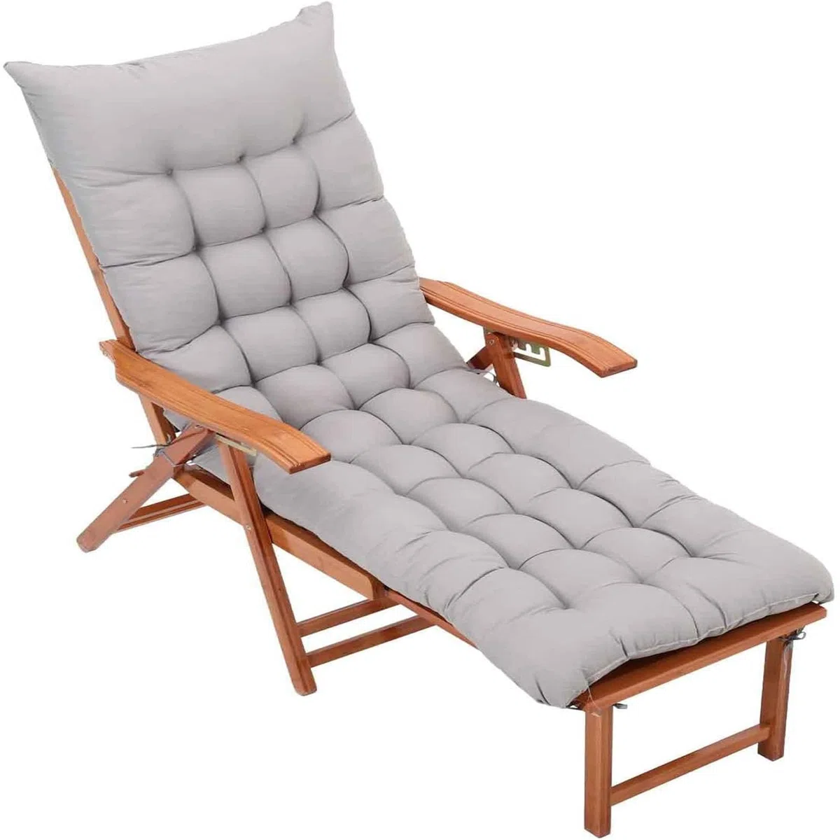 Cuscino per sdraio in tinta unita, extra spesso, per chaise longue, comodo e traspirante, in tessuto traspirante, per esterni, altalena, patio, giardino (grigio, 160 x 55 cm)
