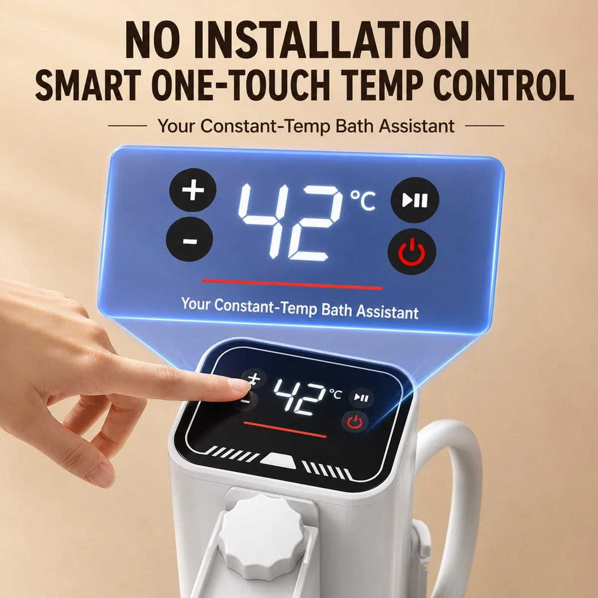 Termostato Per Riscaldatore Di Vasca Idromassaggio Pieghevole Per Adulti, Riscaldatore Ad Immersione Da 1200W Con Temperatura Regolabile Da 30 A 42°C, Riscaldatore Sommergibile Portatile