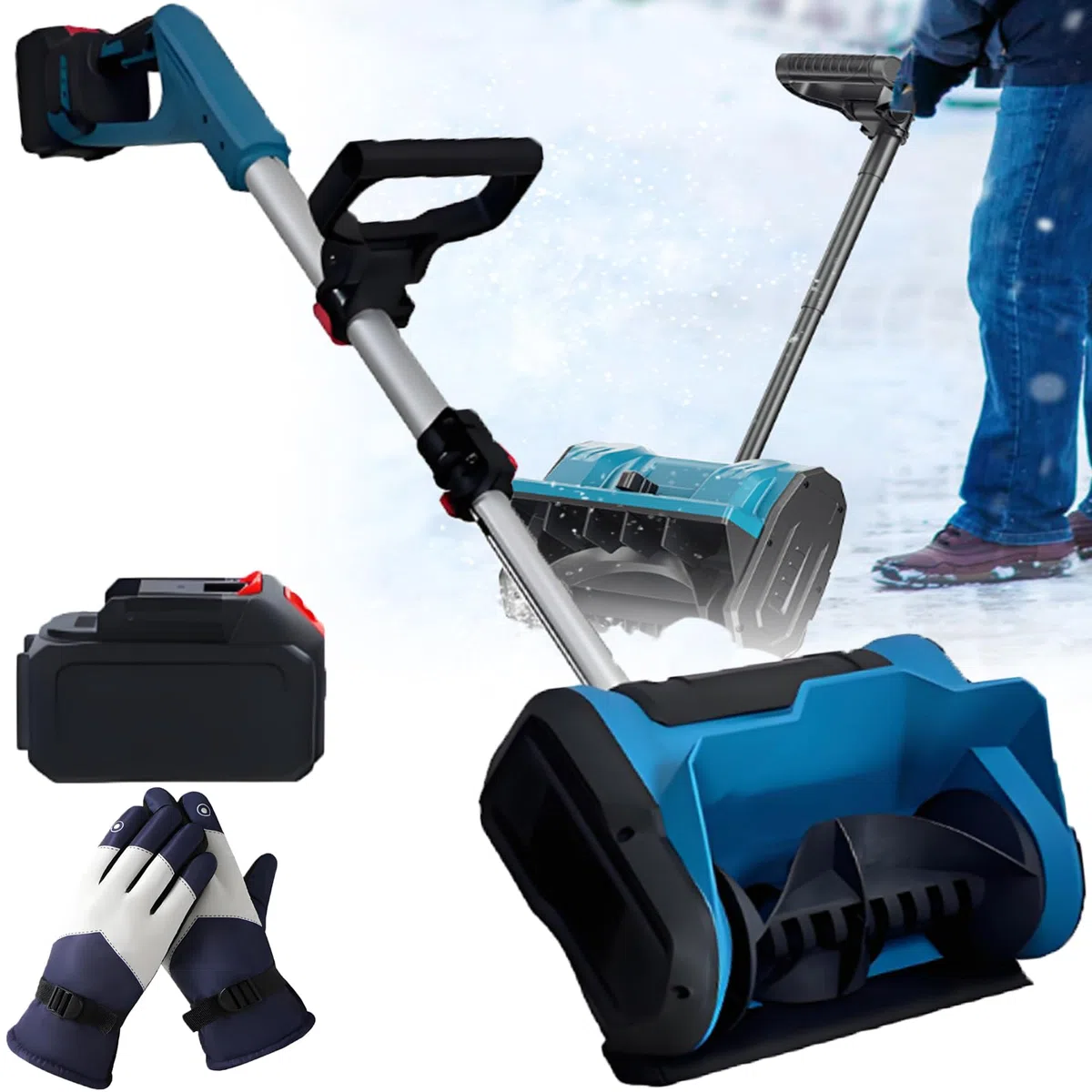 Spazzaneve senza fili – Pala da neve elettrica da 600 W con scivolo a 3 vie, batteria a lunga durata, manico telescopico, per pulire la neve ovunque, 2 batterie incluse