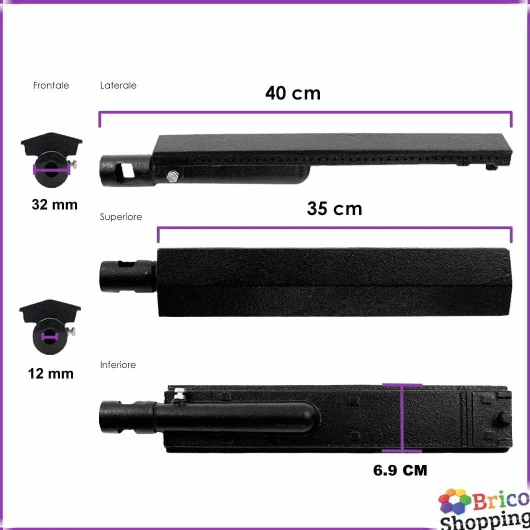 BricoShopping Bruciatore A Gas in Ghisa di Ricambio per Barbecue Cm 40 Universale Compatibile BBQ