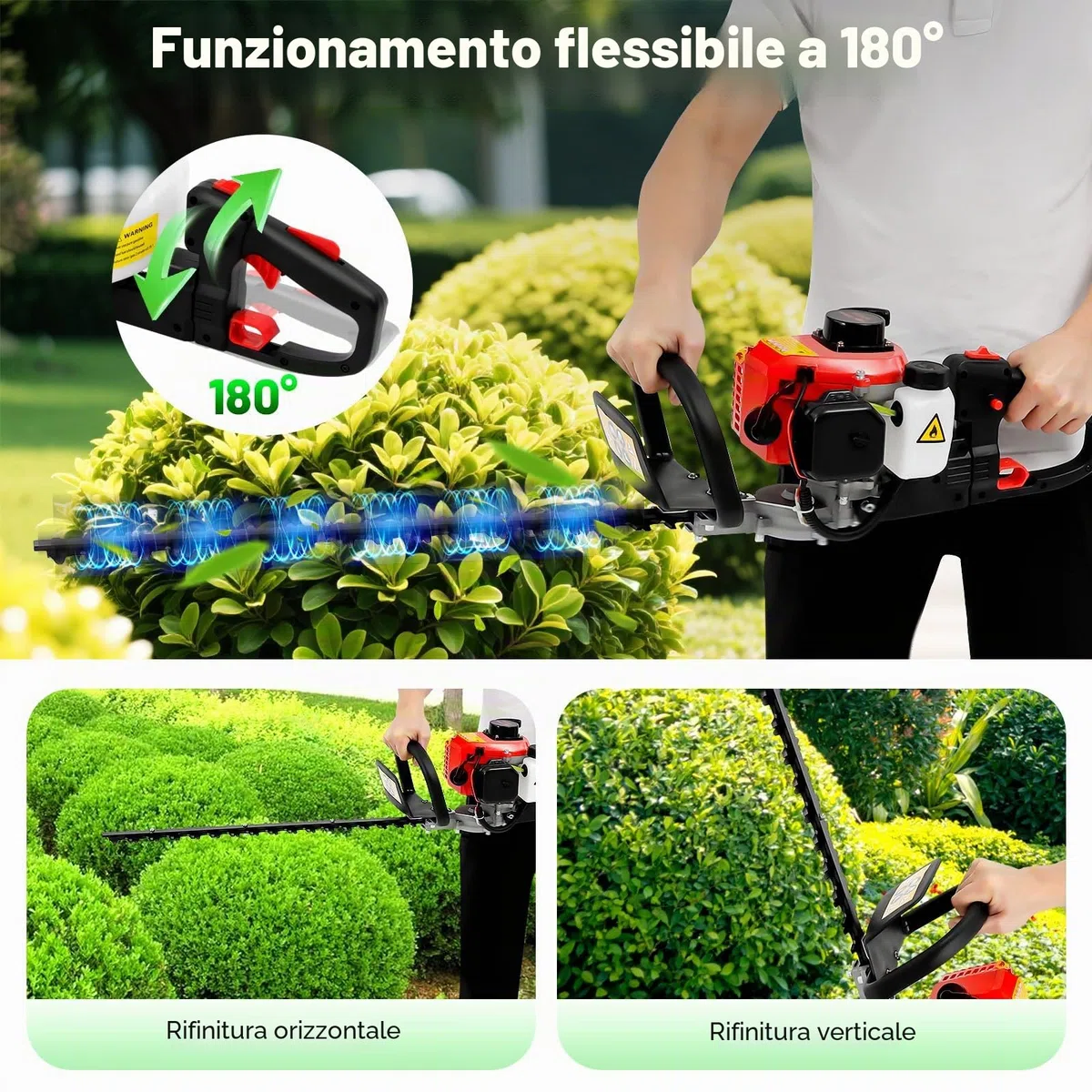 Tagliasiepi a benzina a 2 tempi, 22,5 CC, Taglia Siepi, Taglia Cespugli, Tagliasiepi a Scoppio, Cesoie da Giardino