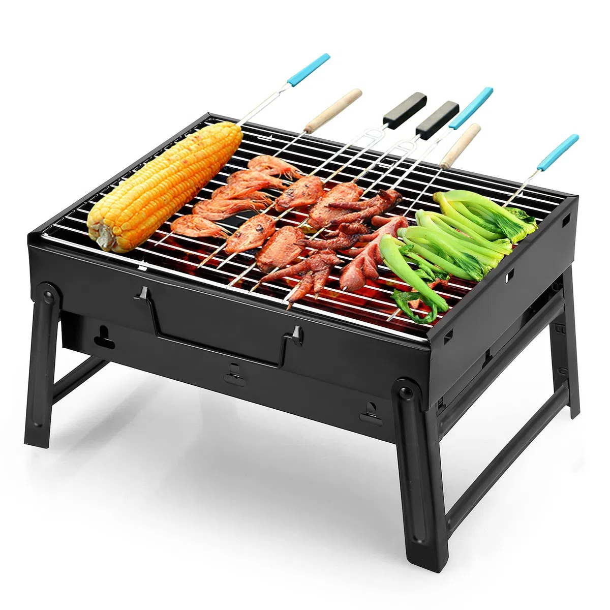 Barbecue Grill Portatile BBQ Carbone Grill Smoker Grill per Cucina All'aperto Campeggio Escursionismo Picnic Backpacking