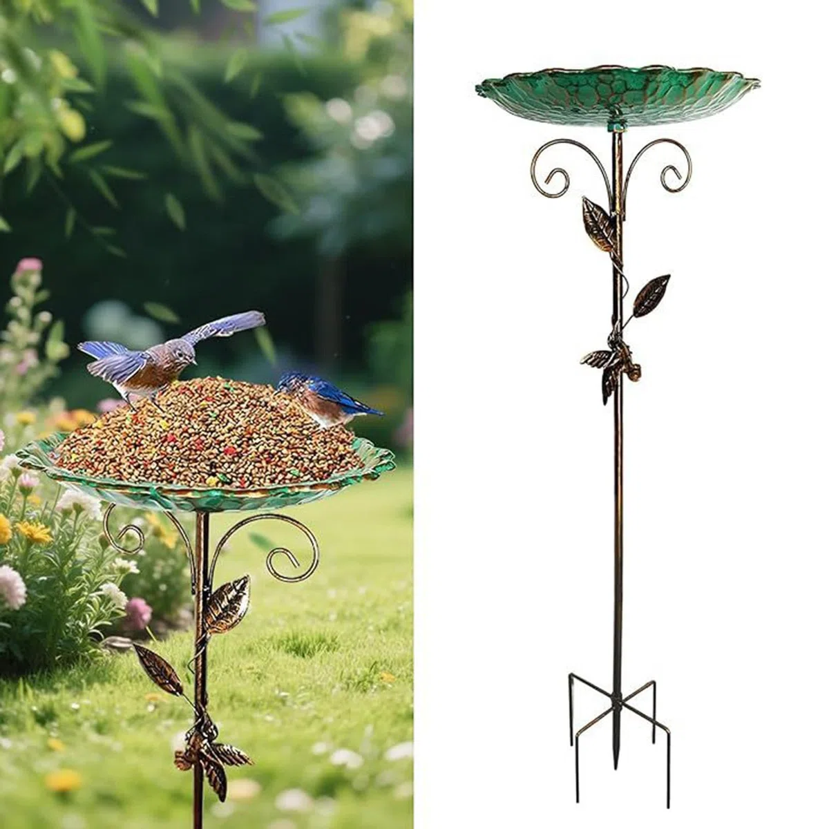 Générique Bagno per uccelli per giardino | Altezza 76 cm, decorativa per acqua | Abbeveratoio per uccelli con picchetto, per giardino paesaggio prato all'aperto