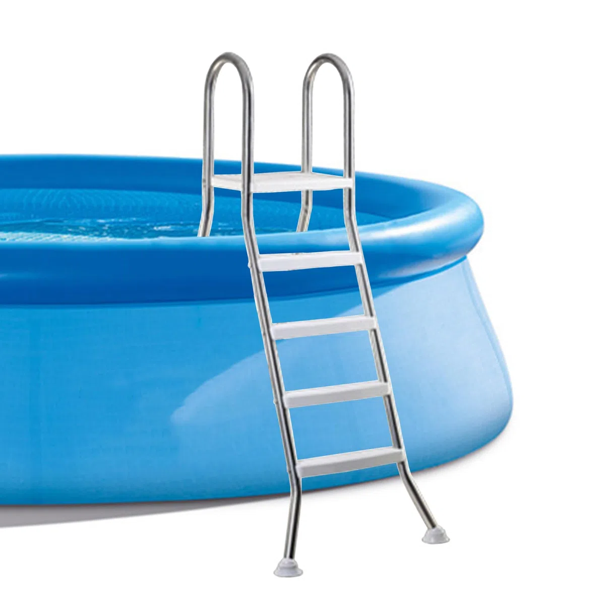 Scala per piscina fuori terra, telaio in acciaio a 4 gradini per ingresso/uscita con gradini antiscivolo, design su entrambi i lati, supporta fino a 250 kg per piscine da 135 cm