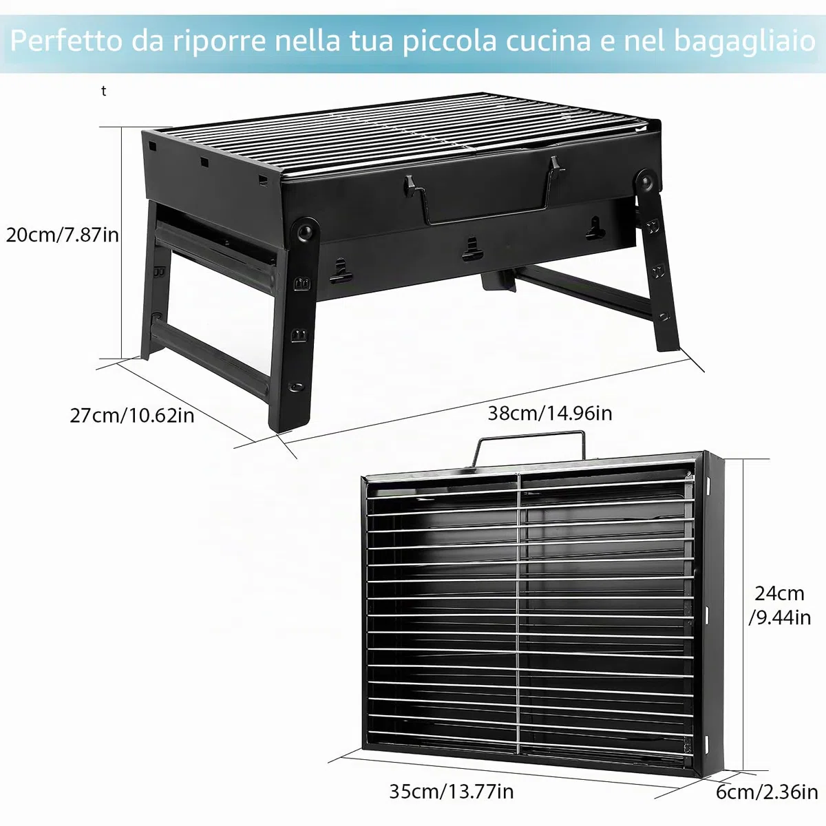 Uten - Griglia a carbone, barbecue pieghevole portatile leggera, affumicatore, M