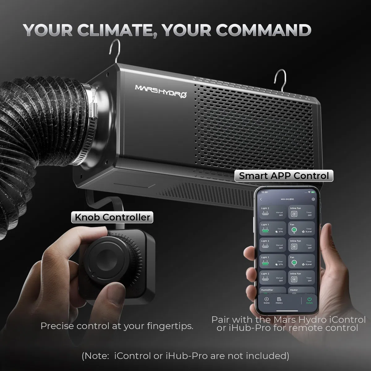 MARS HYDRO Ventilatore 2 in 1 con filtro ai carboni attivi da 150 mm, ventola Grow con motore EC, regolatore di velocità, sistema di ventilazione, set per coltivazione, idroponica, serra e giardino
