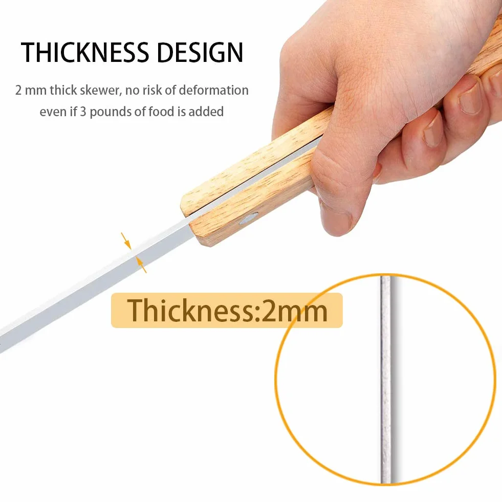 Goutime Spiedini per Kabobs, Shish Kebab Spiedini in legno per grigliate, Spiedini in metallo in acciaio inox per barbecue, 23 pollici di lunghezza 5/8 pollici di larghezza, set di 7 con borsa