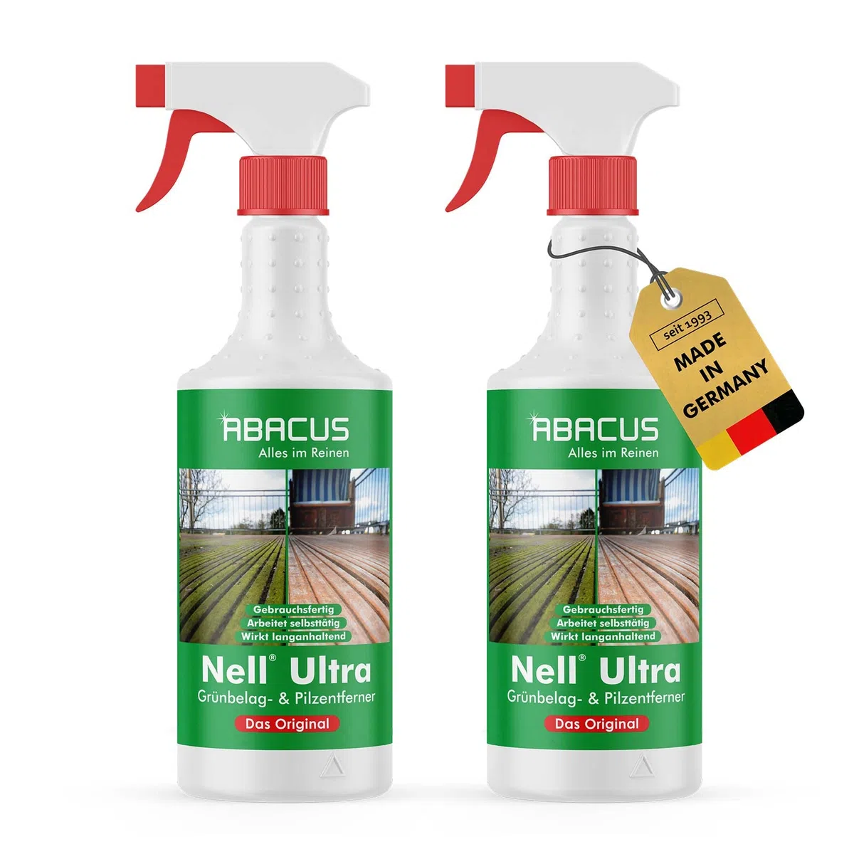 ABACUS Rimozione per pavimenti verdi e alghe, pronto all'uso per la rimozione di pavimenti verdi e alghe Nell Ultra 2 x 750 ml (7283)