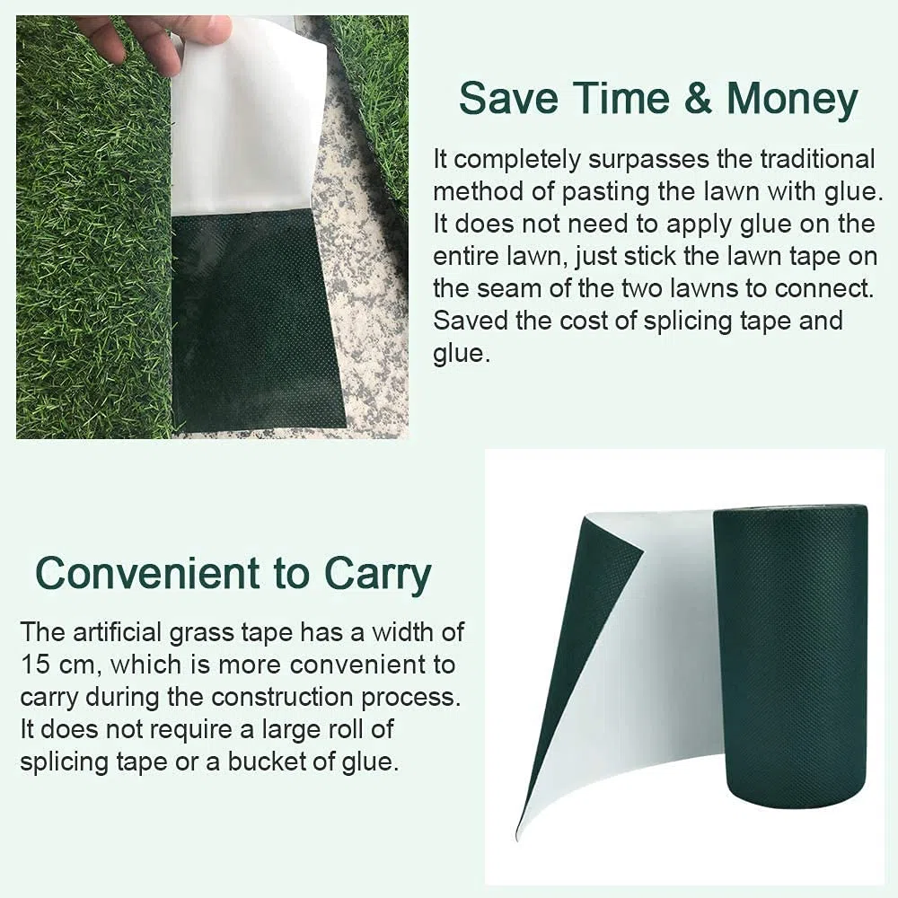 Tyenaza Nastro per Erba Artificiale Adesivo per Tappeto erboso per sezioni di Cucitura di Nastro Sintetico Nastro per Prato Nastro Adesivo per Erba Tappeto erboso 2 Colori 150 mm * 10 m(Verde)