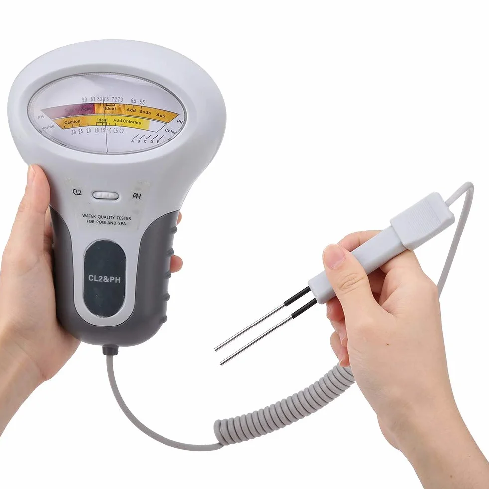 PH Tester, PC-102B CL2 Tester di Qualità dell'Acqua pH/CL pH e Analizzatore Digitale del Tester del Cloro per lo Stagno della Stazione Termale dell'Acquario