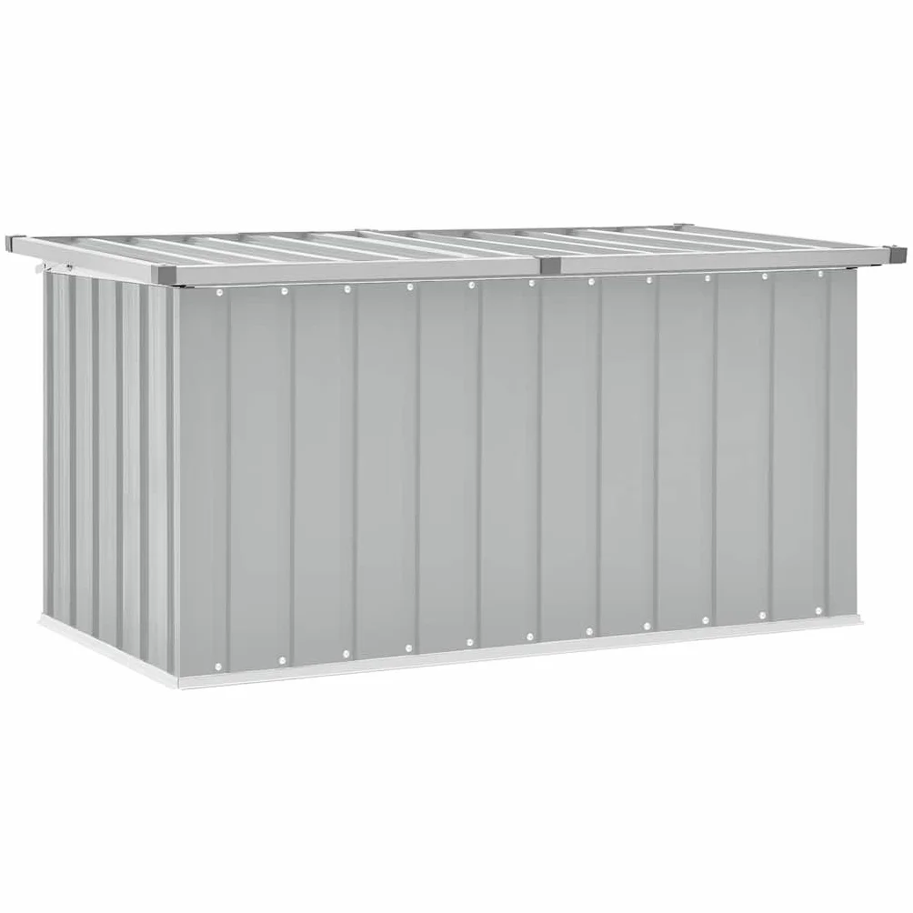 Baule portaoggetti da giardino, 129 x 67 x 65 cm, scatola portaoggetti esterna in acciaio zincato, per cuscini, coperte e strumenti, grigio