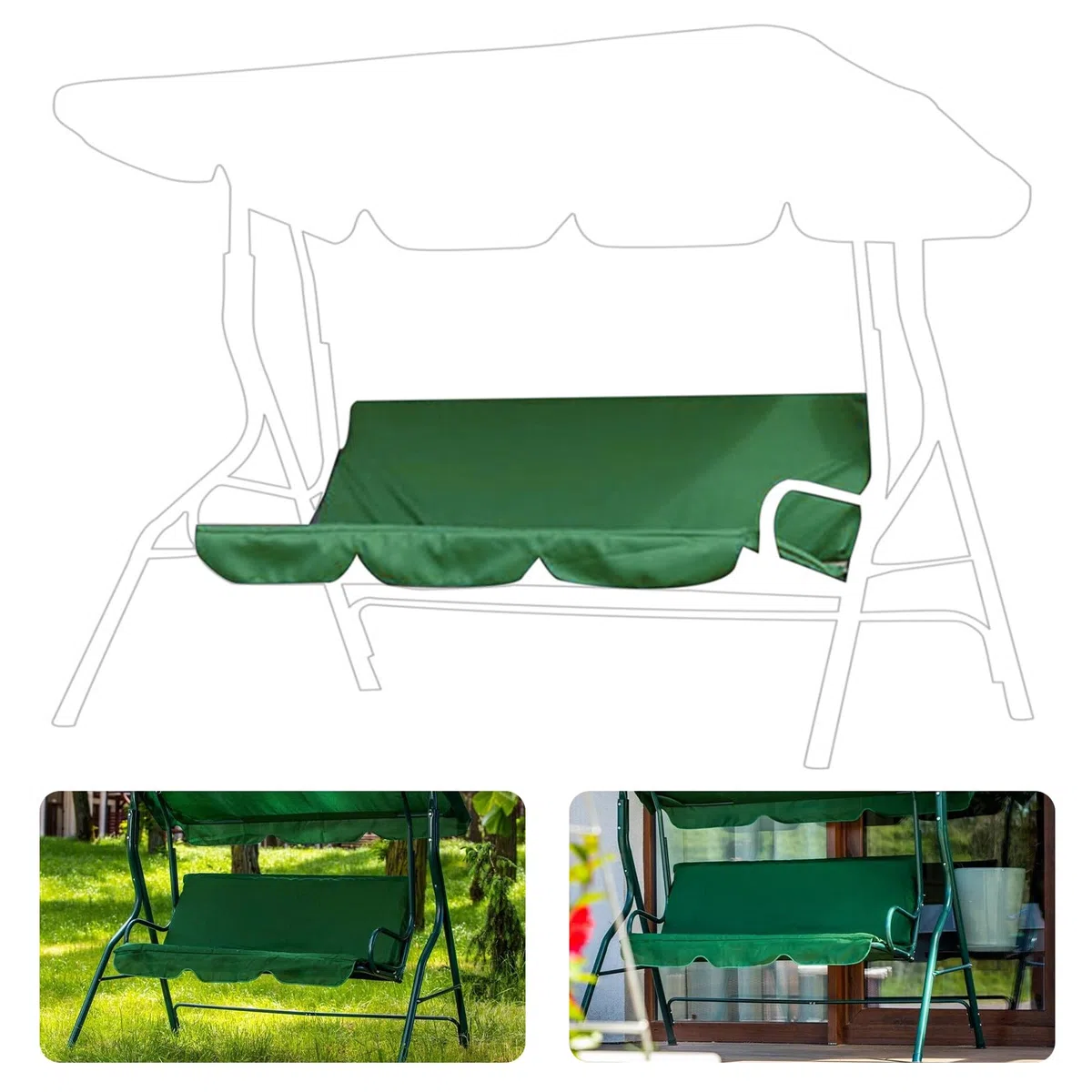 GAESHOW Coprisedile per Dondolo da Giardino, Copertura per Altalena da Giardino, Impermeabile e Antistrappo, per Sedia a Dondolo da Giardino, Copertura per Sedia da Giardino, 2 e 3 Posti