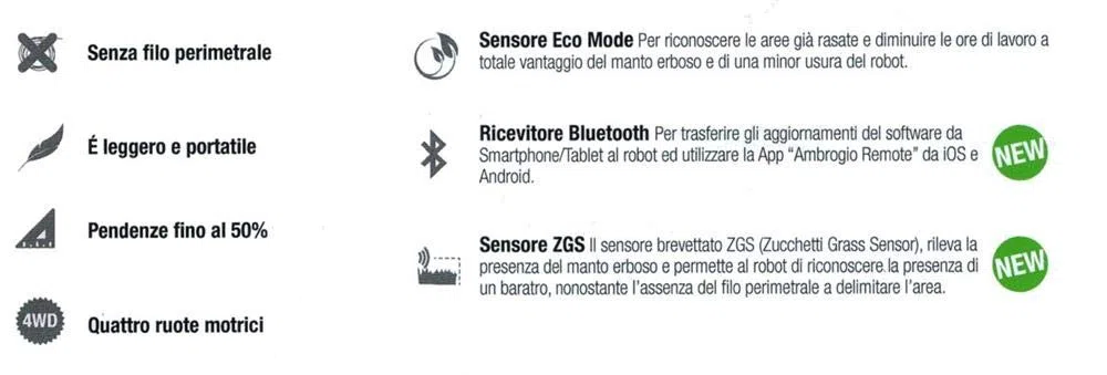 Robot rasaerba Ambrogio L60 DELUXE, robot tosaerba da giardino senza installazione filo perimetrale, robot impermeabile per prato copre un'area di 200mq,robot da giardino pronto all'uso con bluetooth