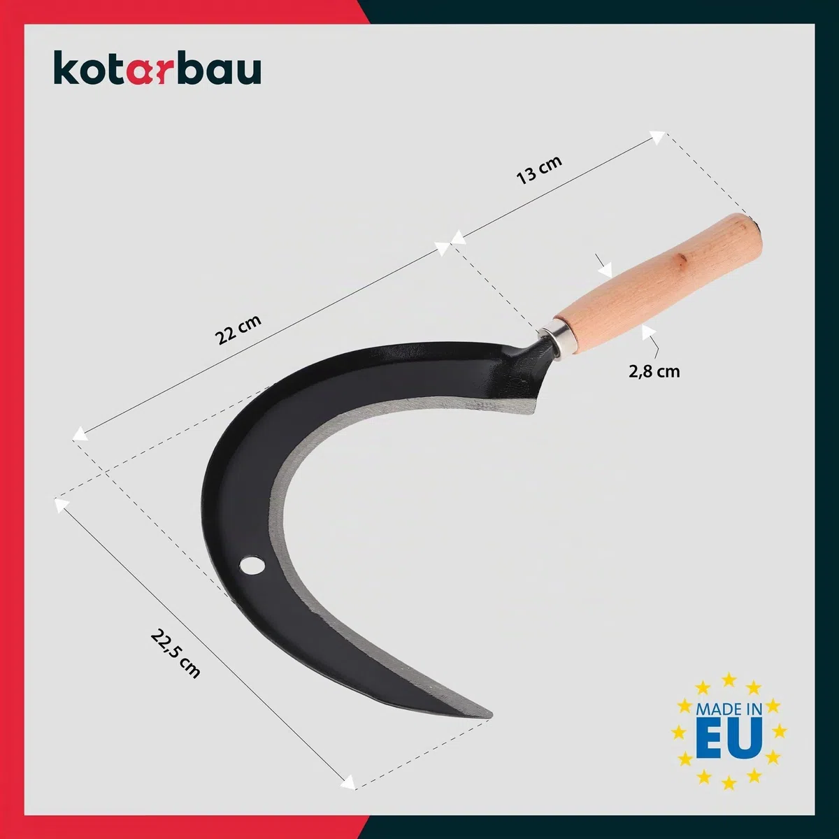 KOTARBAU® Pala Rotonda da 235 mm, Falce per Falce da Giardino