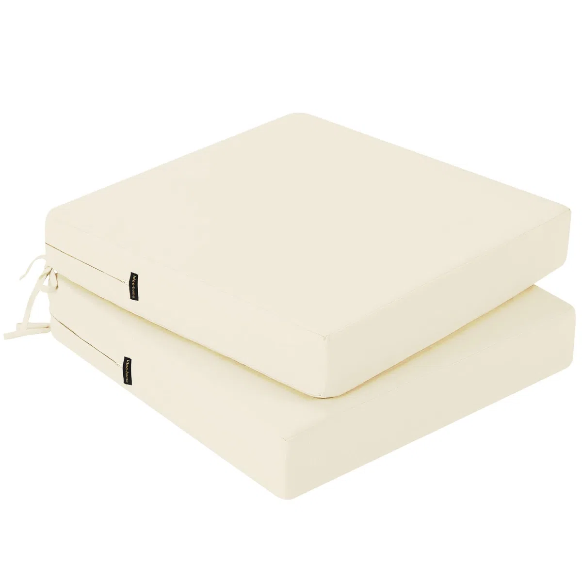 Set di 2 cuscini per sedie da esterno, spessi 7 cm, in rattan, impermeabili, per mobili da esterno con laccetti, cuscini per sedie da pranzo e patio, 45 x 45 cm, beige