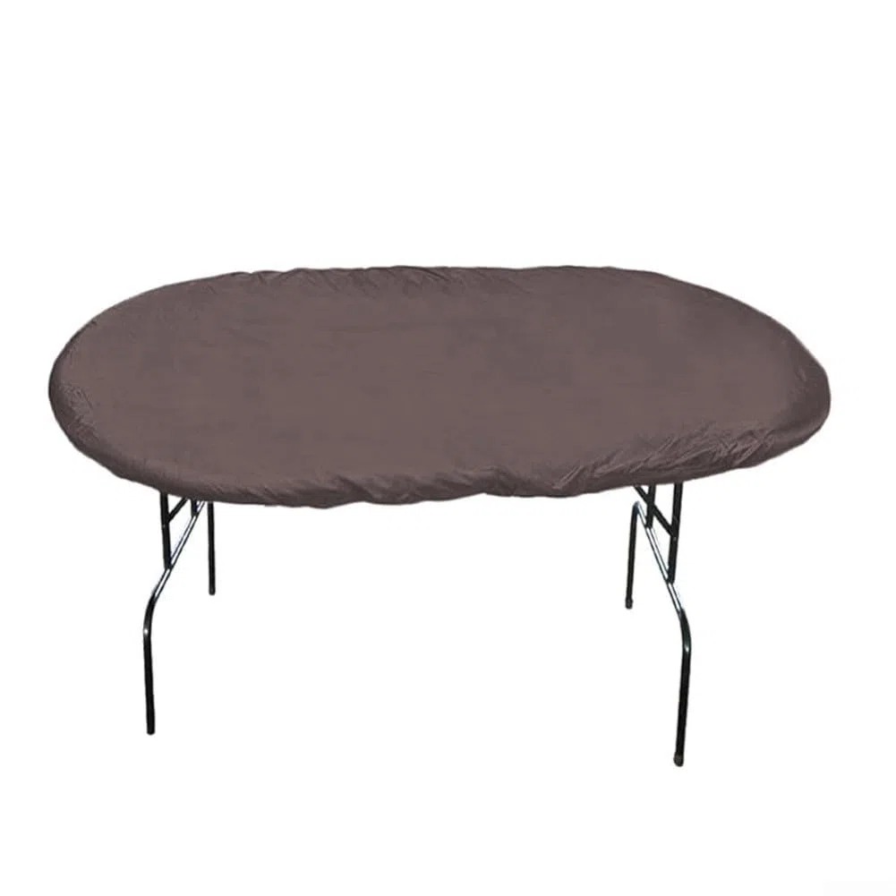 Copertura ovale per tavolo da poker con materiale impermeabile Oxford 420D e coulisse per una protezione affidabile contro gli elementi esterni (caffè)