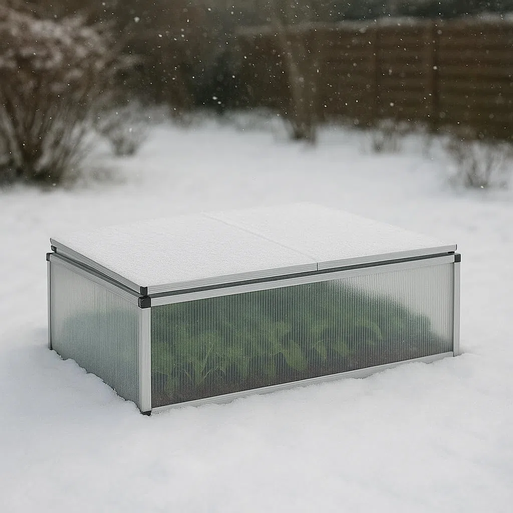 Wiltec Mini serra in policarbonato trasparente e alluminio 100x120x40cm, tetto 3 aperture