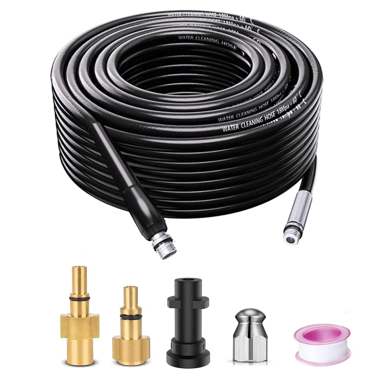 Monave 10m Sonda Sturatubi Compatible con Karcher/Lavor/Bosch Idropulitrice, Tubo Idropulitrice Per K2 K3 K4K5 K7 Accessori Idropulitrice 180Bar 60C°