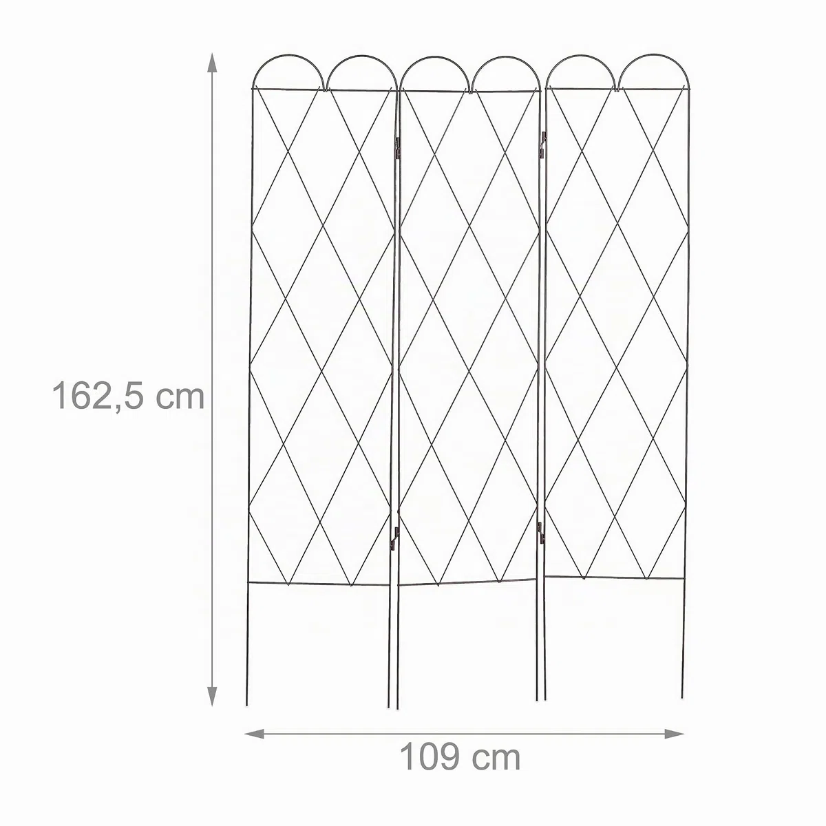 Relaxdays Grigliato per Rampicanti, Griglia da 3 Pannelli, 162,5 cm Altezza, Traliccio per Giardinaggio, Rosso Marrone