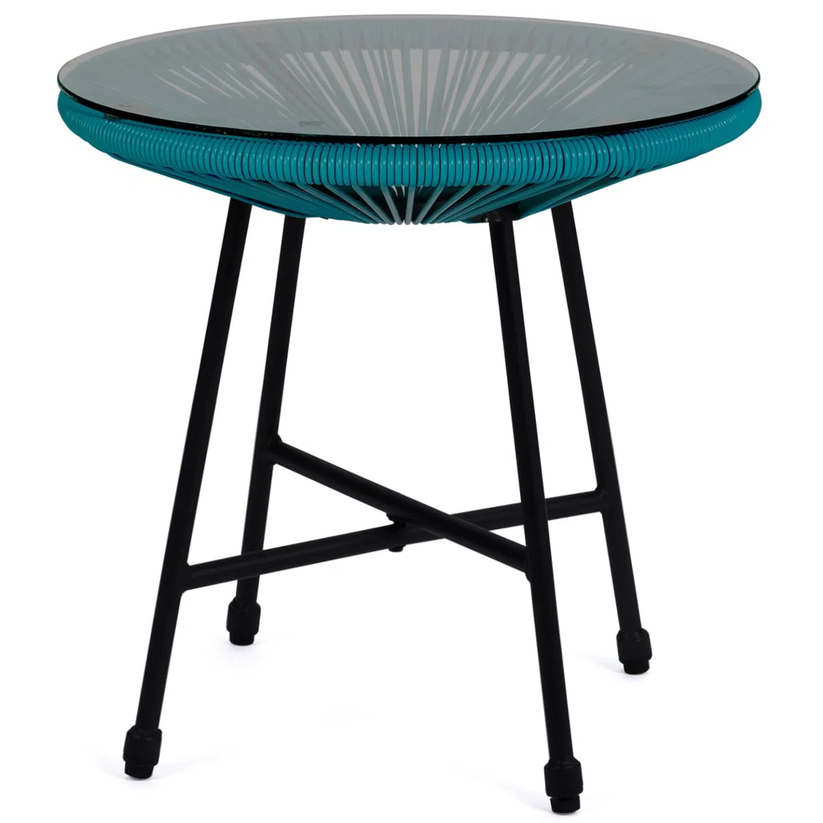 IDMarket - Mobili da Giardino Izmir - Tavolo e 2 poltrone - Uovo di Corda Blu Anatra