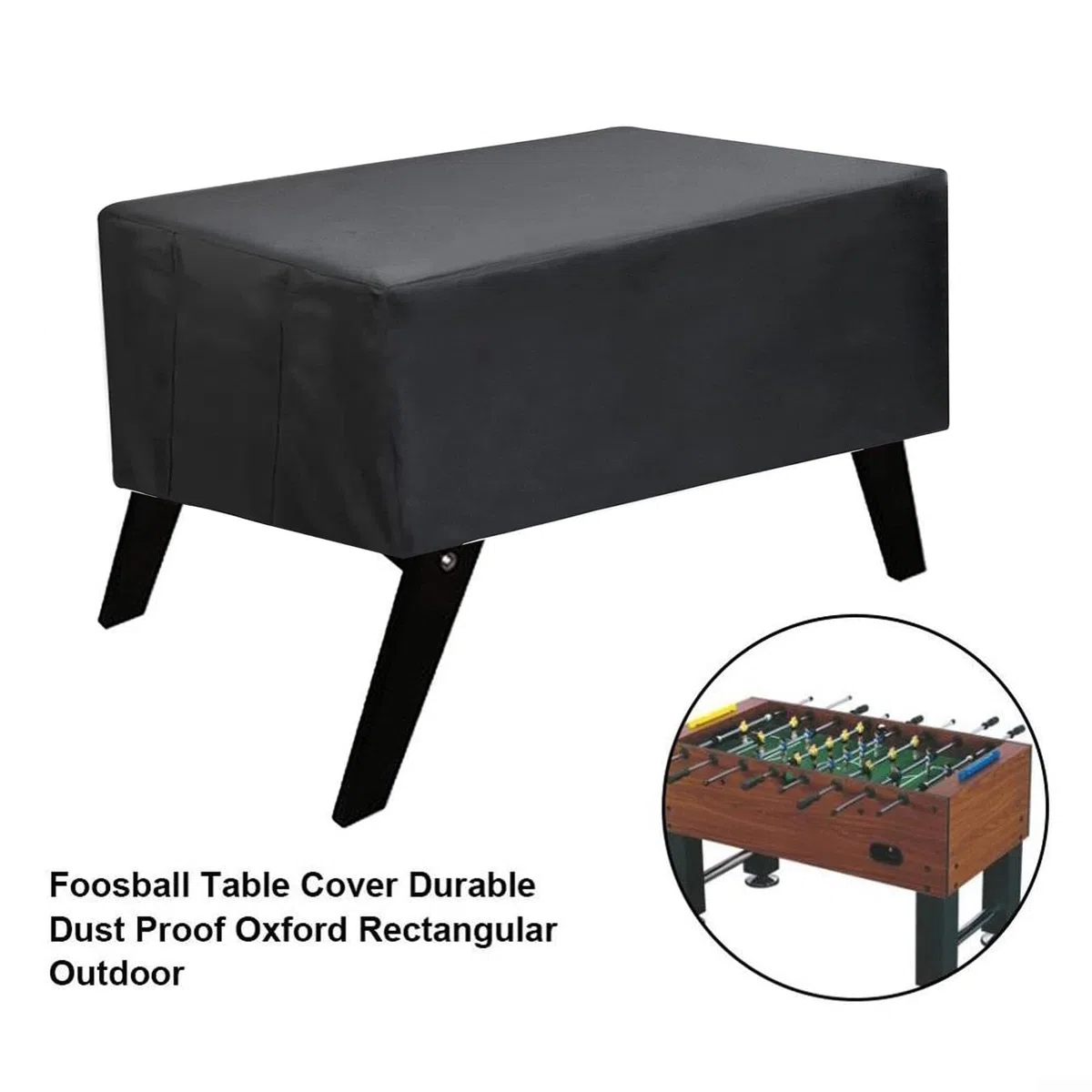 StarRing Copertura per tavolo da biliardino, impermeabile, per interni ed esterni, resistente ai raggi UV, per tavoli da calcio standard, 160 x 117,5 x 79,5 cm, in poliestere nero
