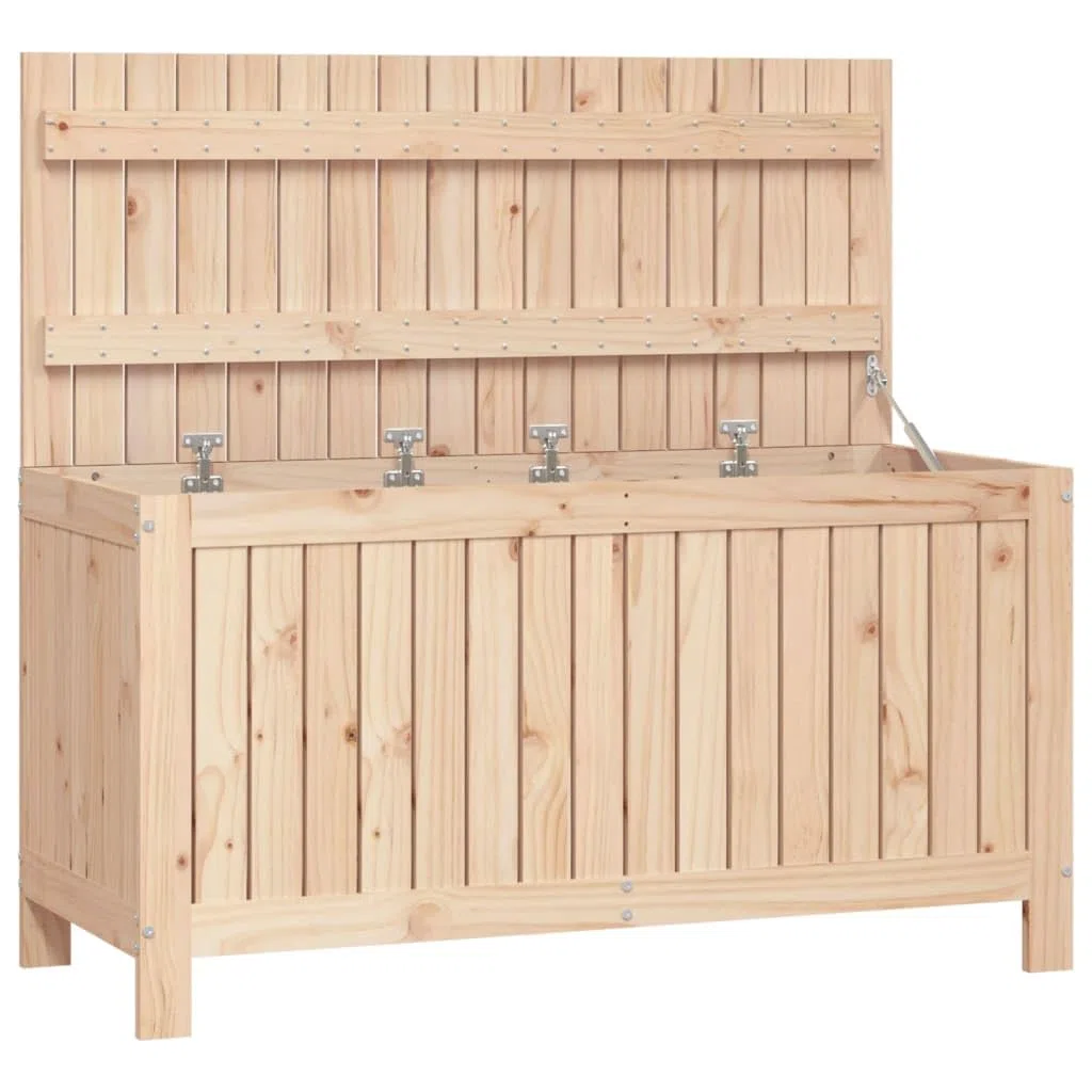 Scatola portaoggetti da giardino, 115 x 49 x 60 cm, in pino massiccio | Coperchio Idraulico Gas, Doghe Ventilate, Stoccaggio Cuscini Strumenti Giocattoli