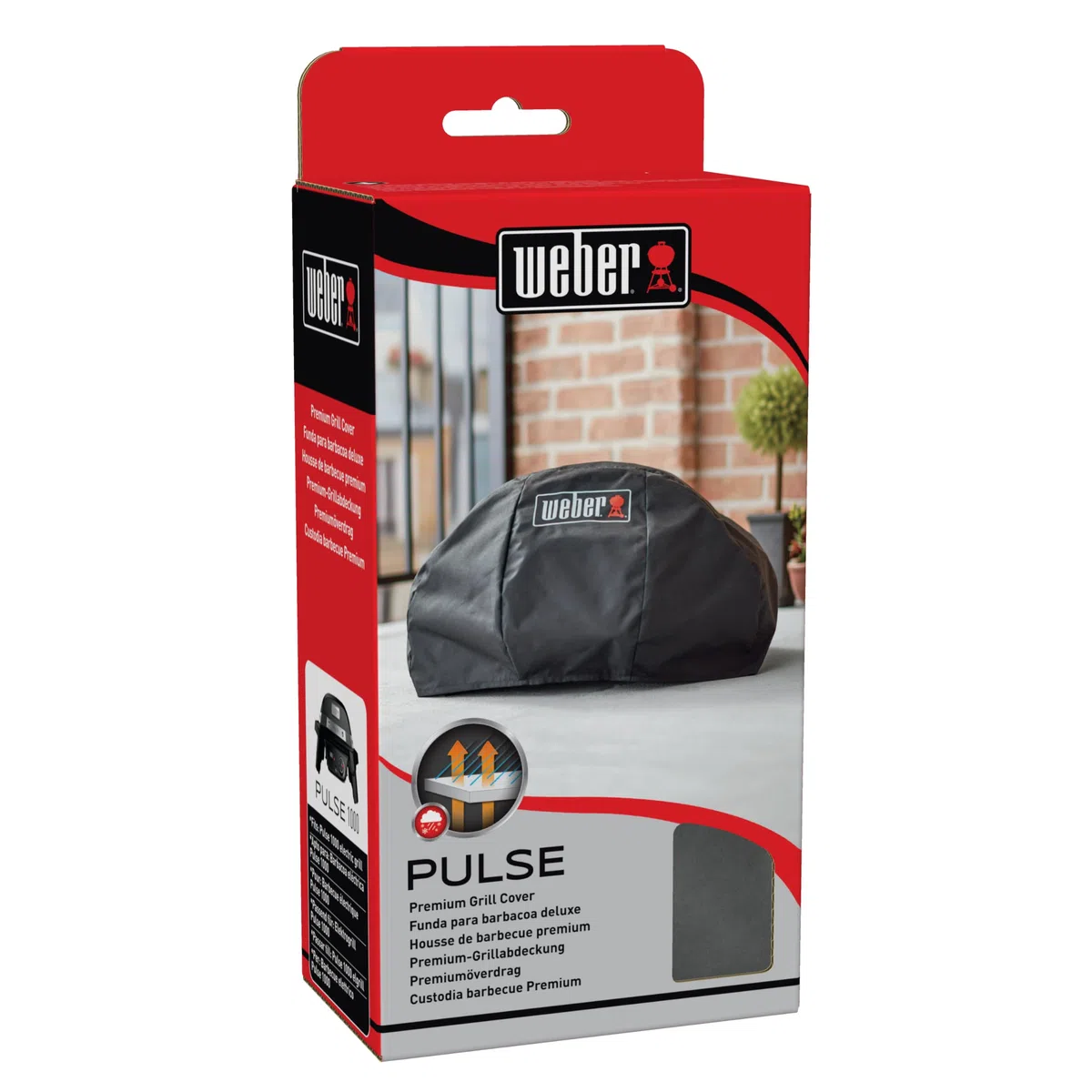 Weber Copertura Premium per Barbecue Pulse 1000, Traspirante, Resistente ai Raggi UV e all’Acqua, Protezione da Vento e intemperie, con Chiusura in Velcro – Nero (7180)