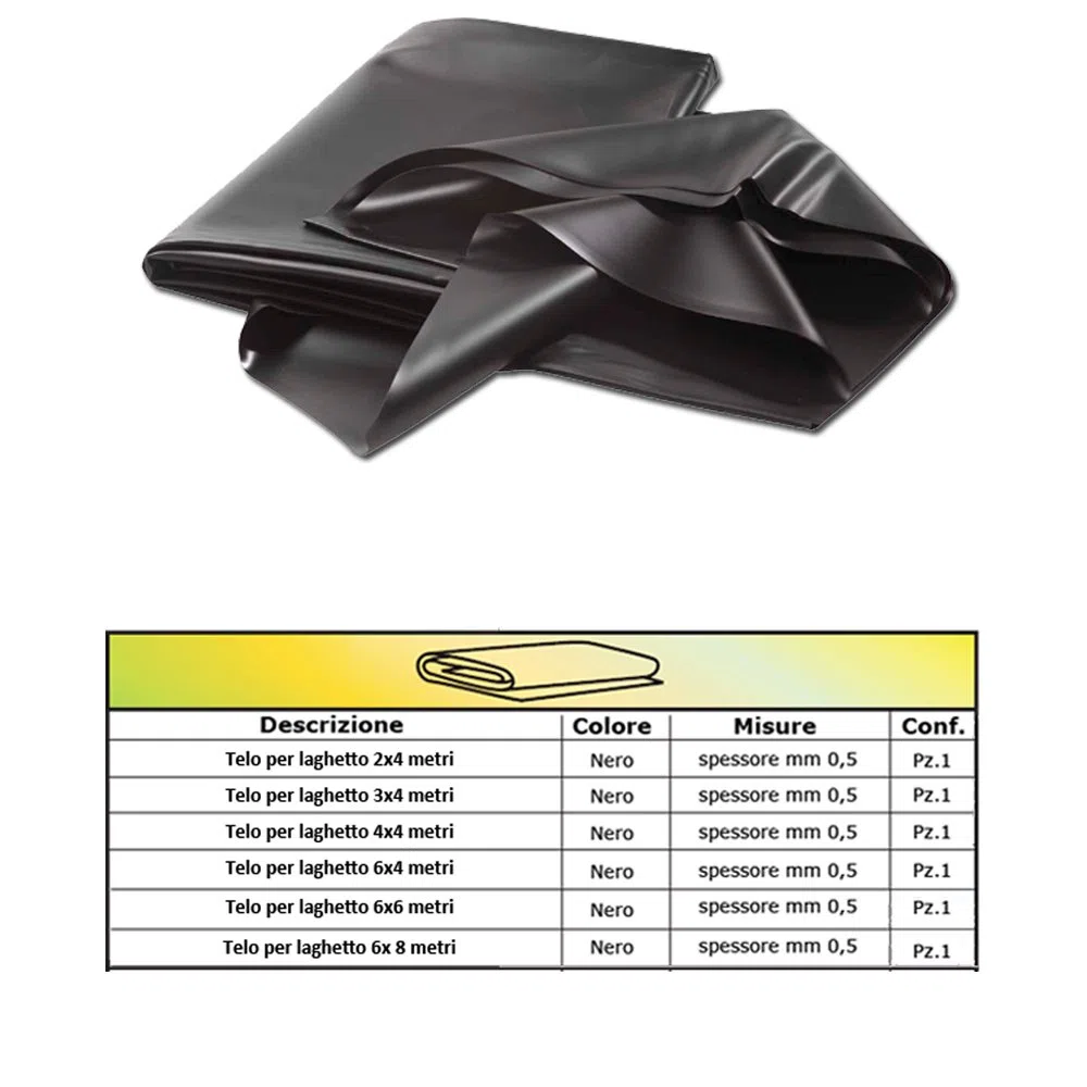 Telo per Laghetto Nero in PVC - 3,00 x 4,00 mt