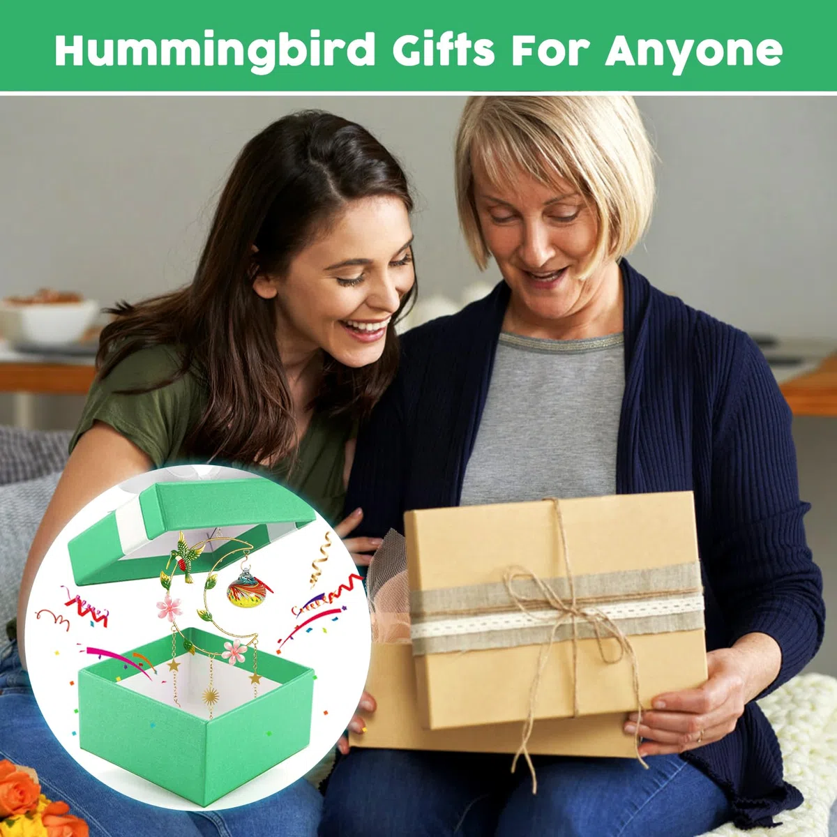 Headak Life Alimentatori solari per colibrì per esterni, da appendere, a prova di formiche e api, luce solare lunare, decorazione da giardino con 4 stazioni di alimentazione, regalo per uomo e donna,