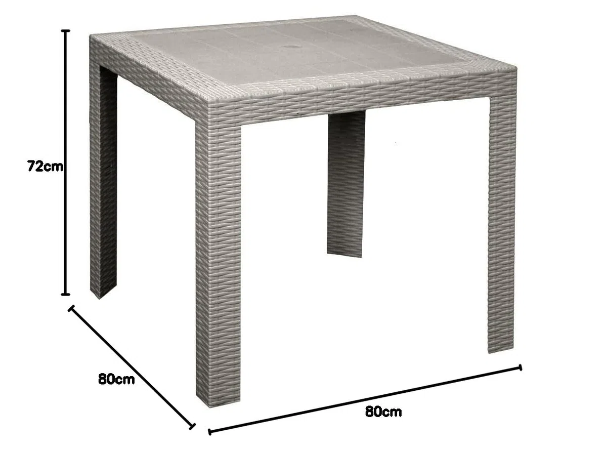 Areta ARE067 Tavolo, Modello Saturno, Tortora, 80 x 80 x 72 cm