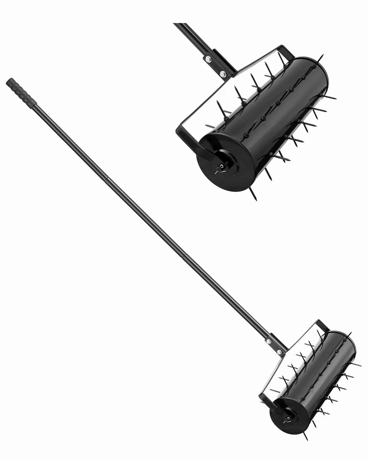 VEVOR Arieggiatore per Prato Rotante Manuale da 533,4 mm Strumento di Aerazione per Prato Rotante per Impieghi Gravosi con Manico Staccabile e 33 Punte in Ferro, per Giardini, Cortili e Prati, Nero