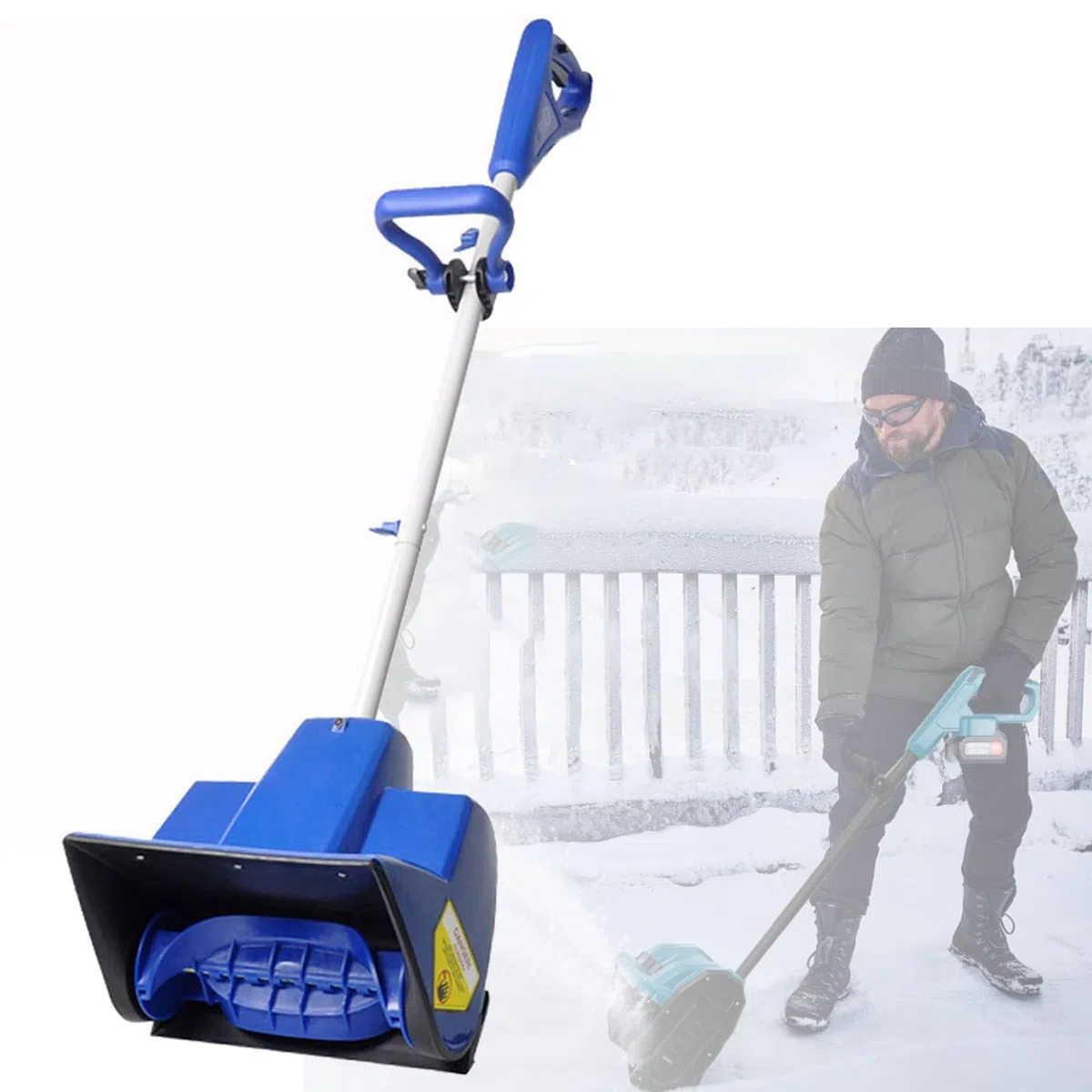 Pala da neve elettrica senza fili, leggera e pieghevole, con batteria e caricabatterie rapido per una facile rimozione della neve