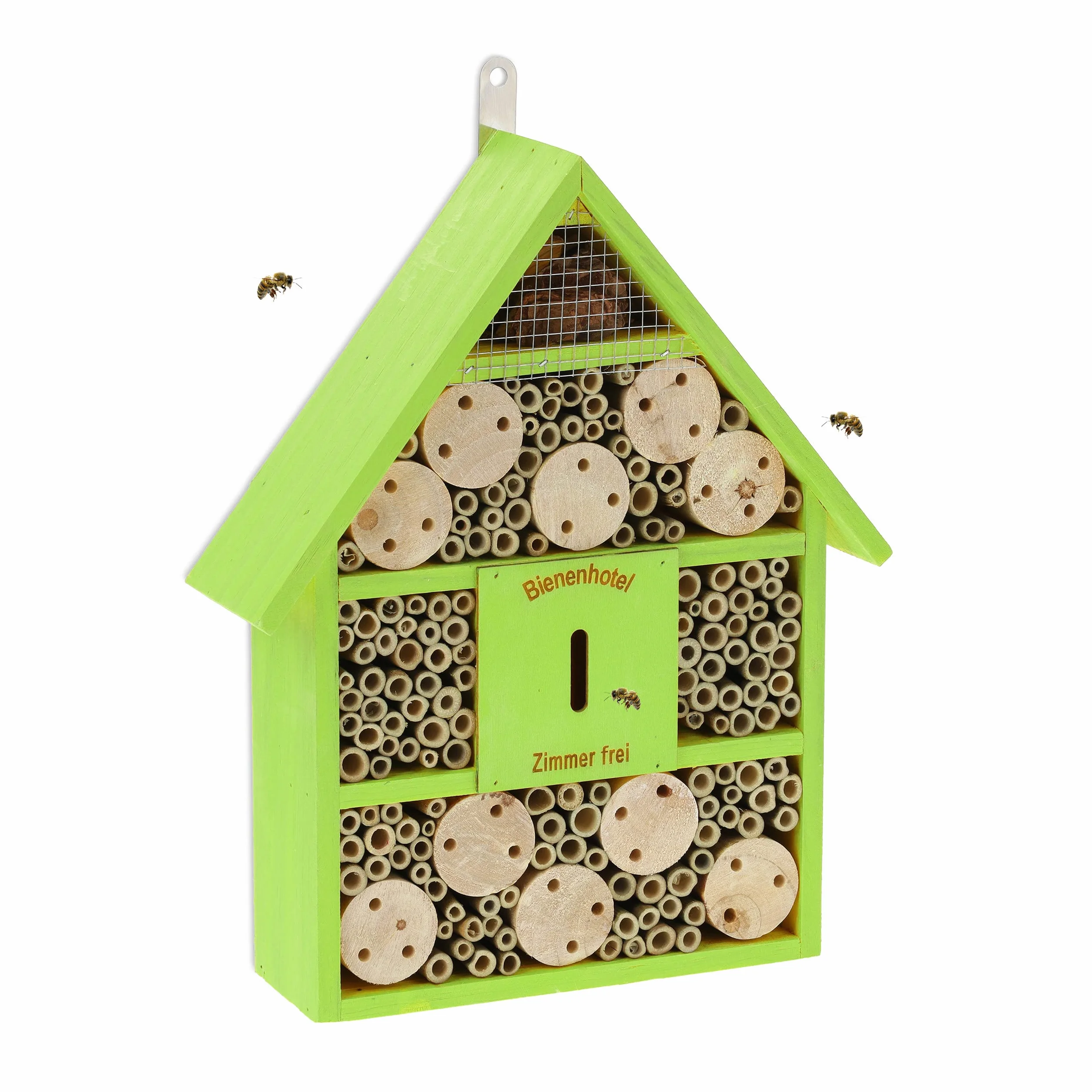 Relaxdays Hotel per Insetti, Alveare per Api e Vespe, da Giardino, Balcone, in Legno e Bambù, HxLxP: 38x29x9 cm, Verde