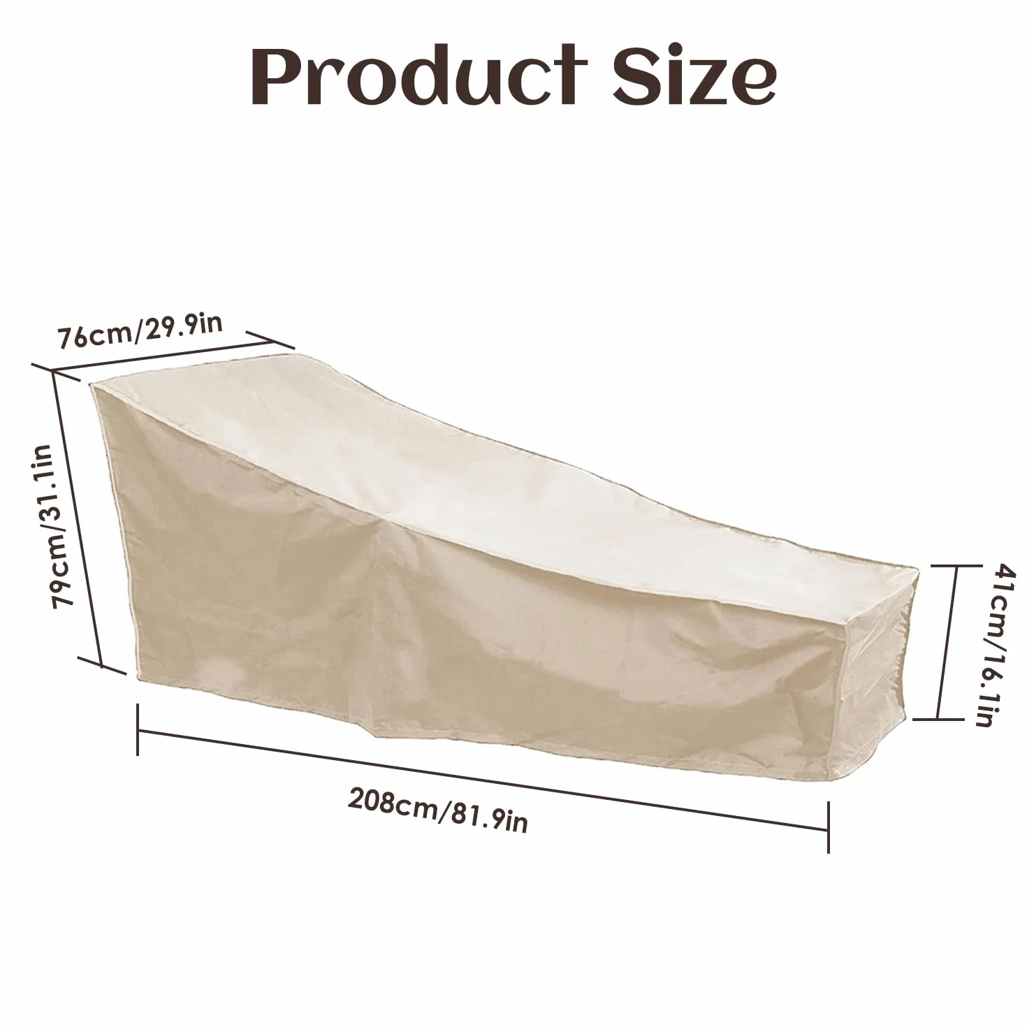 Copertura per Chaise Longue da Giardino, 208 x 76 x 41 cm Coperture per Lettini Prendisole Impermeabile Resistente al Vento Coperture per Chaise Longue per Patio Esterno (Beige*2)