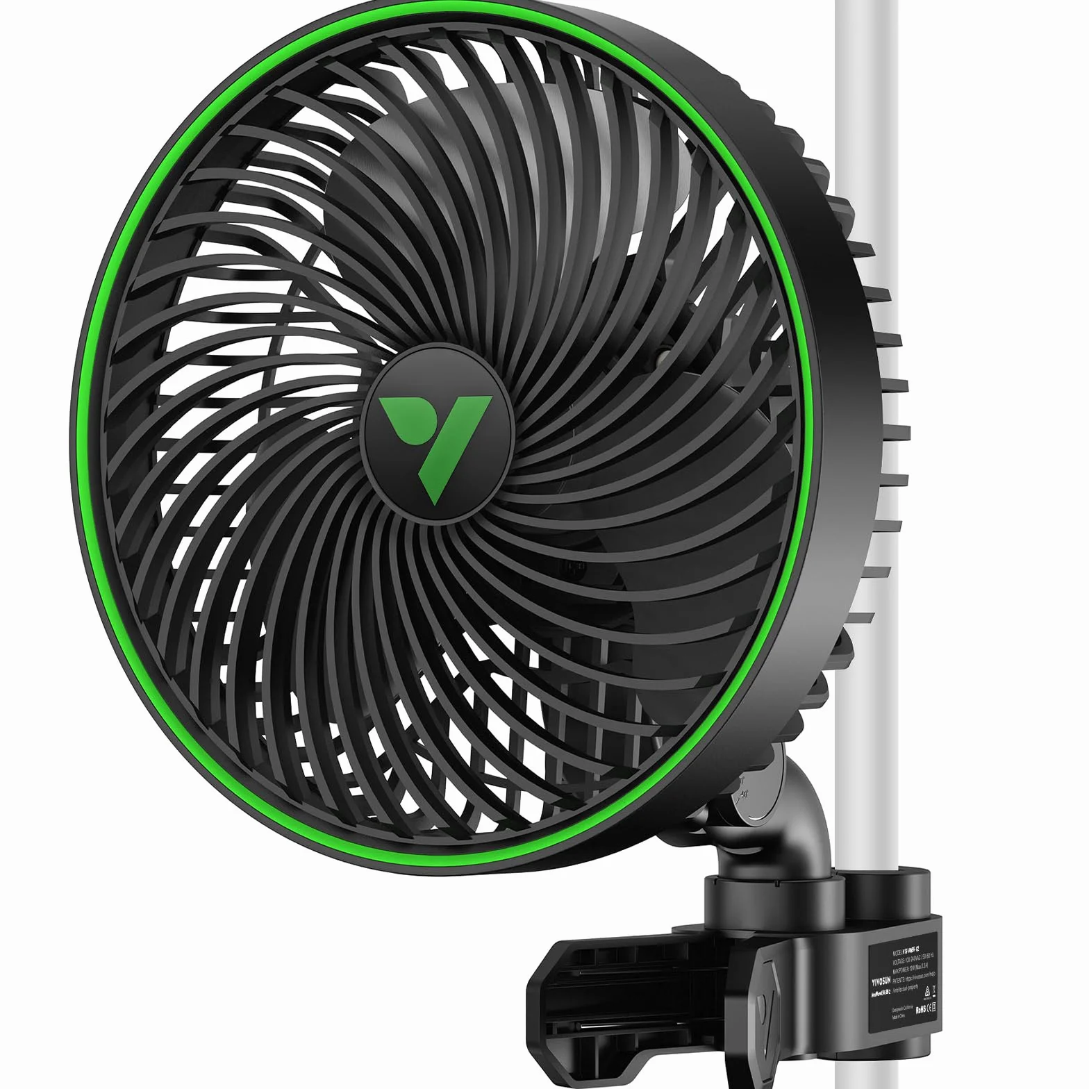VIVOSUN Grow Ventilatore Clip Smart AeroWave E6 Gen2, 6" Motore EC, Controllo APP/WiFi con Timer, 10 Velocità, Oscillante 12W IP54, per Grow Tent e Coltivazione Idroponica, Nero