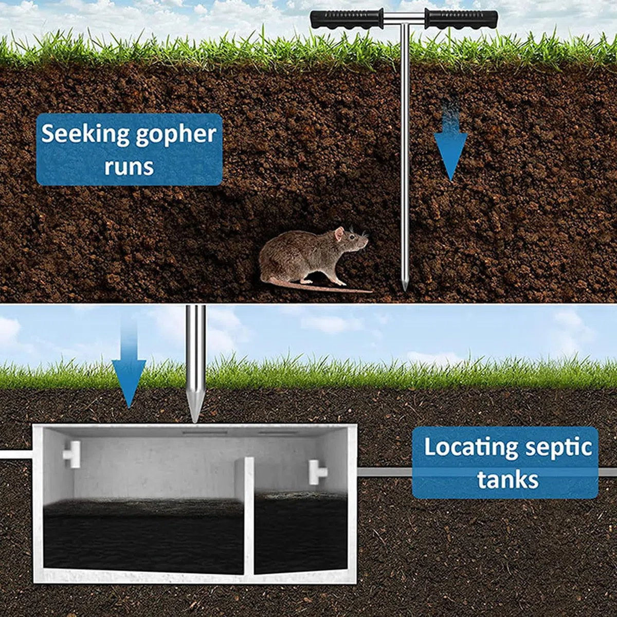 Sonda per Terreno, Sonde per Campioni di Terreno con Punta Affilata Regolabile con Impugnatura a T, Strumento di Test per Campionatori di Terreno in Acciaio Inossidabile per Il Campionamento del Terre