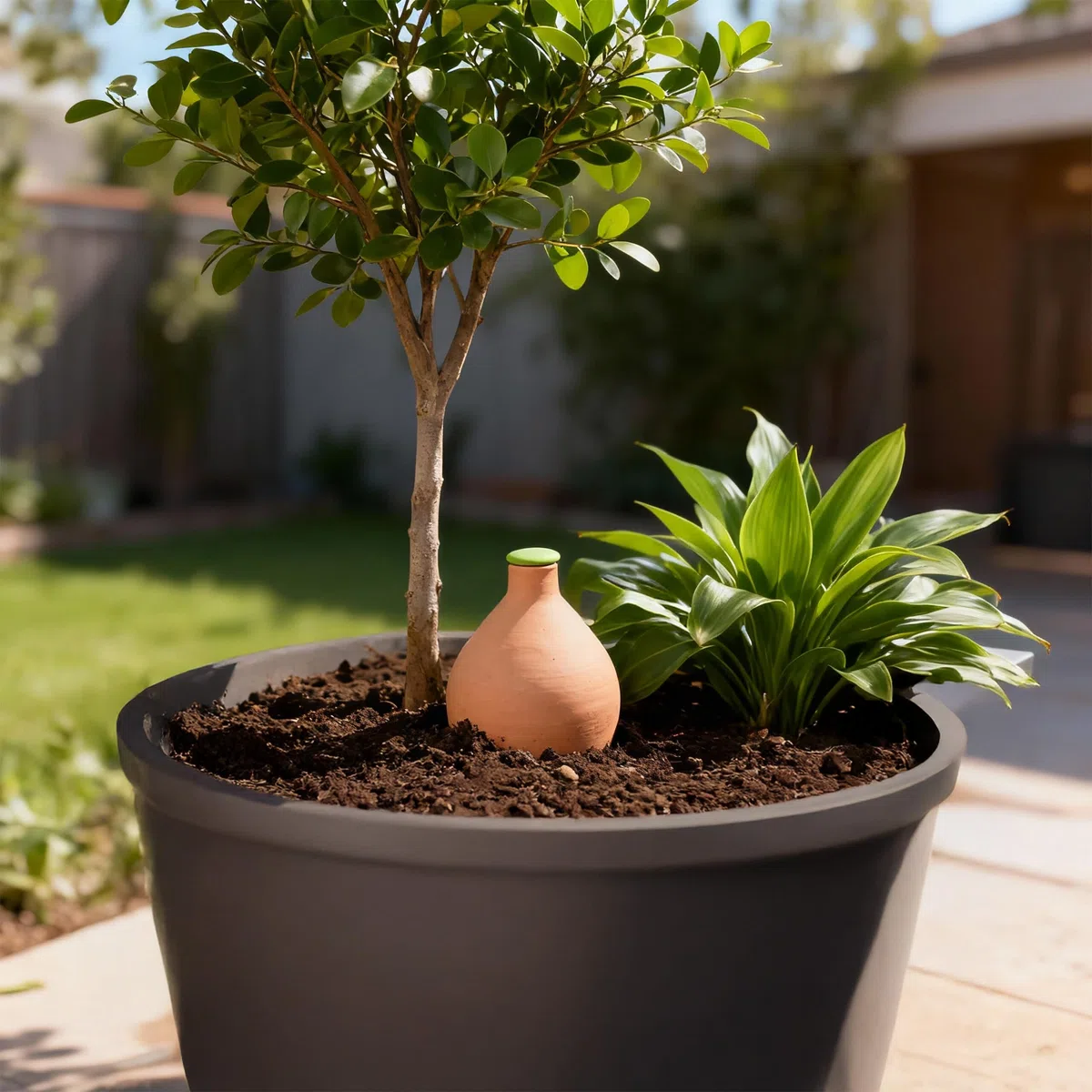 Relaxdays Olla in Terracotta, irrigazione radicale e aiuola rialzata, 3 l, Misura 18.5x18.5x23 cm