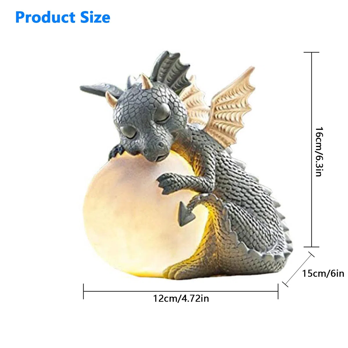 Statuetta Decorativa a Forma di Drago con Luce Rotonda, Decorazione da Giardino per Esterni Drago da Giardino per Balcone, Giardino, Drago Portafortuna per Uomini, Donne, Fidanzate, Mamma