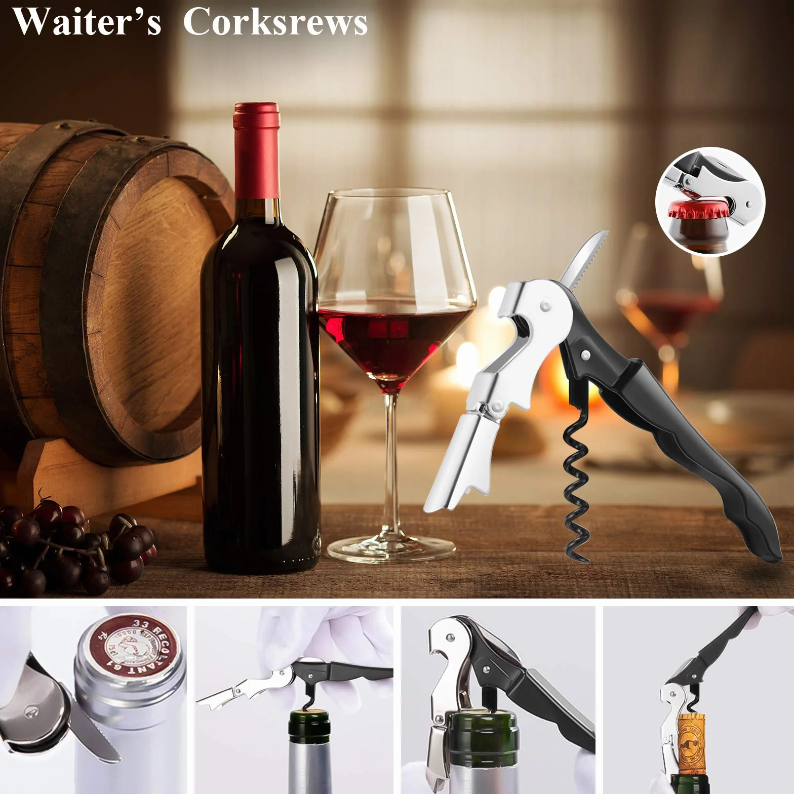 ROMANTICIST,set di utensili extra spessi in acciaio inox per gli uomini, 26 pezzi, kit di accessori per barbecue per cortile, regalo con spatola cavatappi in custodia in alluminio marrone