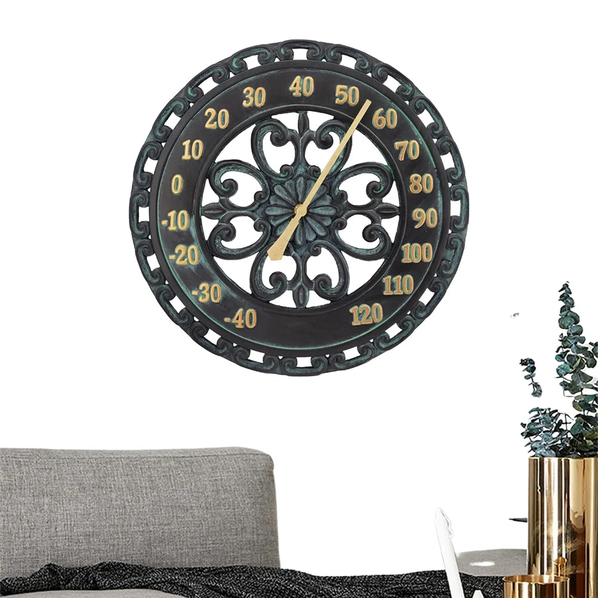 Termometro da esterno vintage - Termometro decorativo per esterni | Termometro decorativo sospeso in resina, termometro impermeabile, elegante termometro da parete per la decorazione del patio