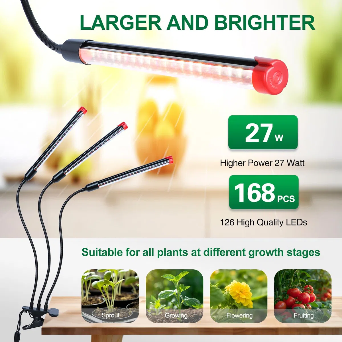 FRGROW Lampada da Coltivazione per Piante Interno, per Indoor, grow light full spectrum, Luce di Coltivazione A Spettro Completo 3000K/5000K/660nm, 3 Modalità 10 Luminosità Con Timer
